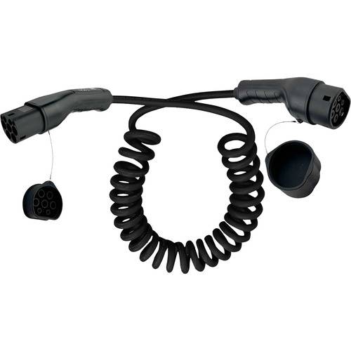 InLine® EV Spiral-Autoladekabel 22kW Typ2, 3-phasig, 5m Kabel Stromkabel extern KFZ-Ladekabel