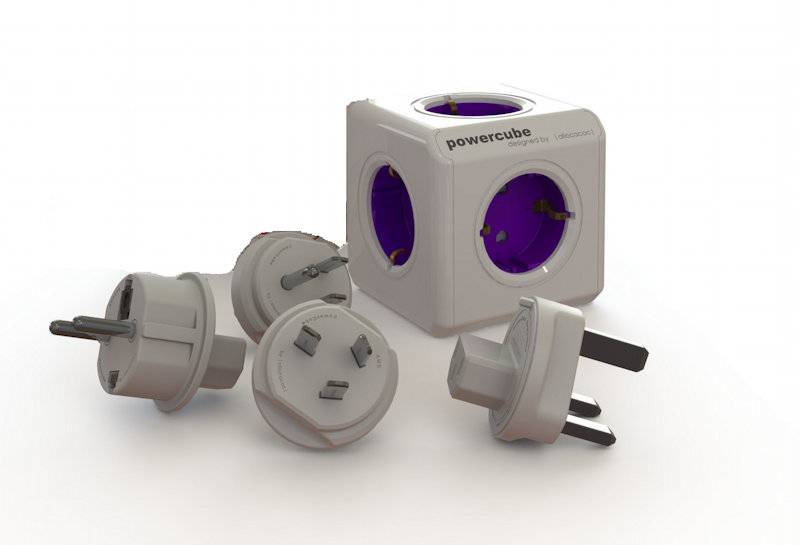 allocacoc PowerCube ReWirable Travel Plugs, Reiseadapter & 5x Verteiler, 230V Schuko