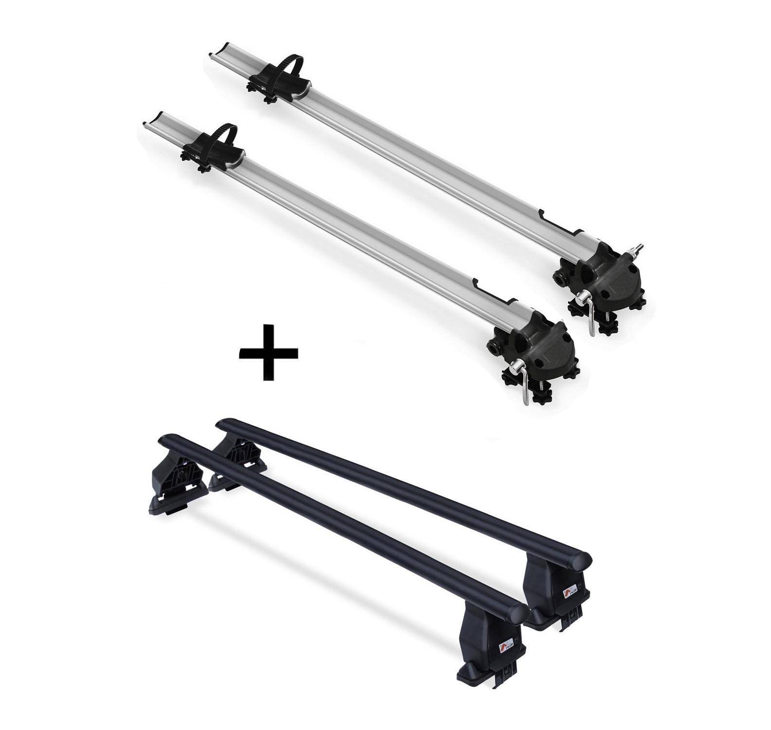 2x Fahrradträger Bike Pro + Dachträger Menabo Tema Stahl kompatibel mit für Mazda 6 GJ (Kombi 5 Türer) ab 2013