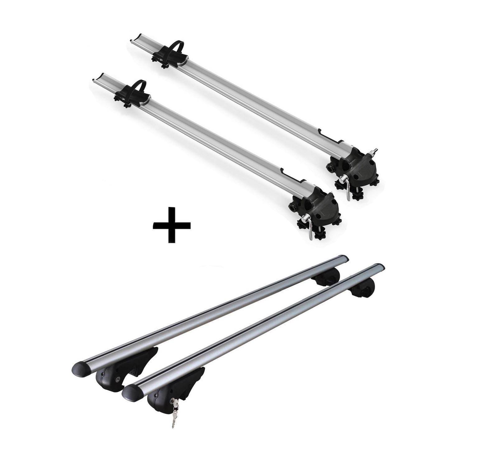 2x Fahrradträger Bike Pro + Dachträger Rio 120 kompatibel mit Chevrolet Nubira Kombi ab 05