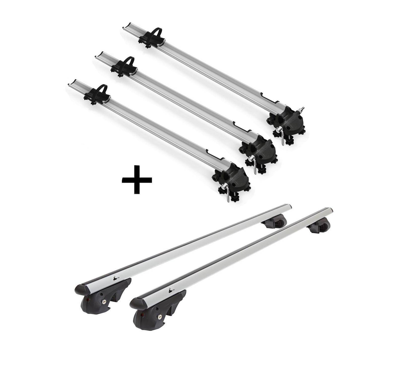 3x Fahrradträger Bike Pro + Dachträger VDP004 L kompatibel mit für VW Golf Kombi ab 94