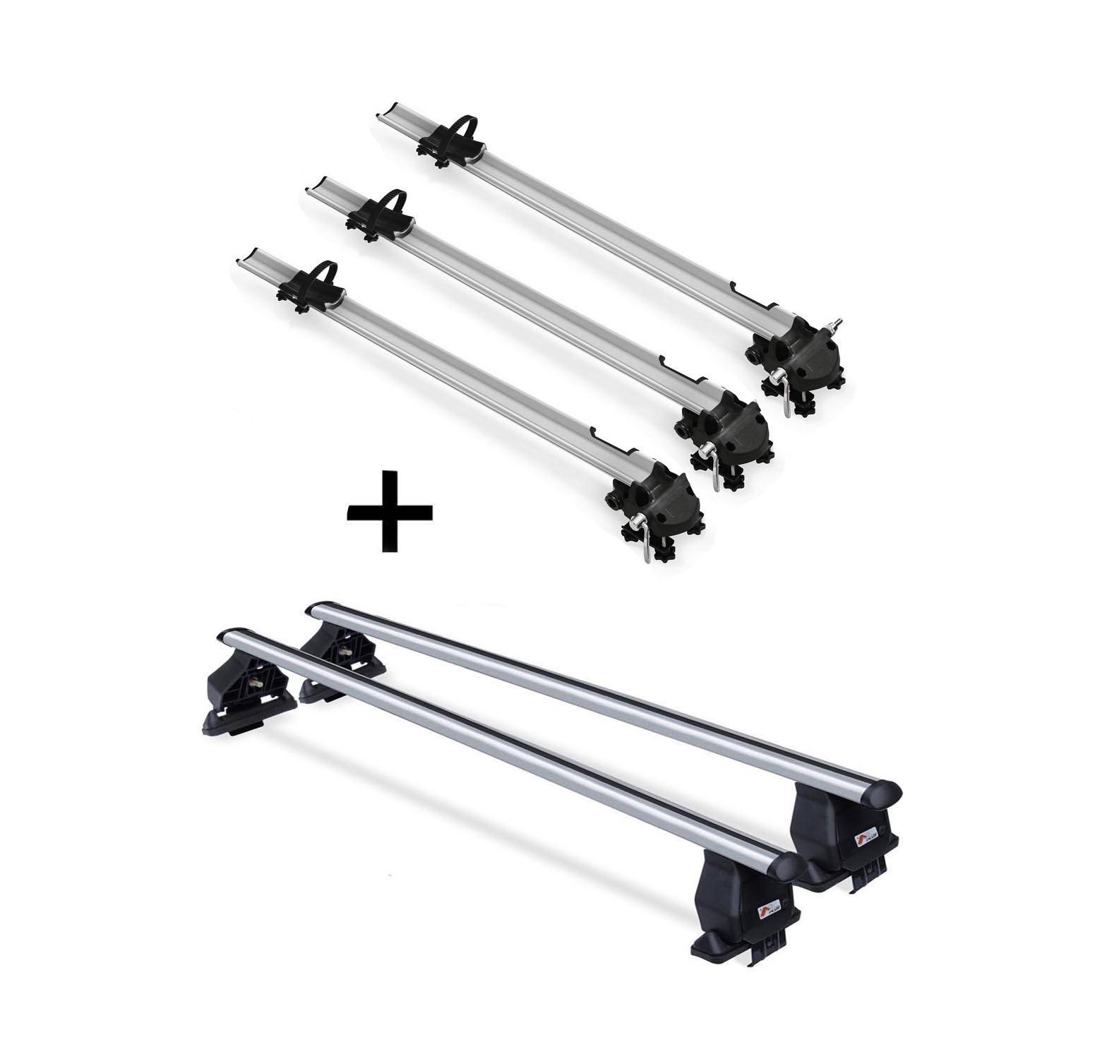 3x Fahrradträger Bike Pro + Dachträger Menabo Tema kompatibel mit für Toyota Vitz (Steilheck 5 Türer) 1999-2013