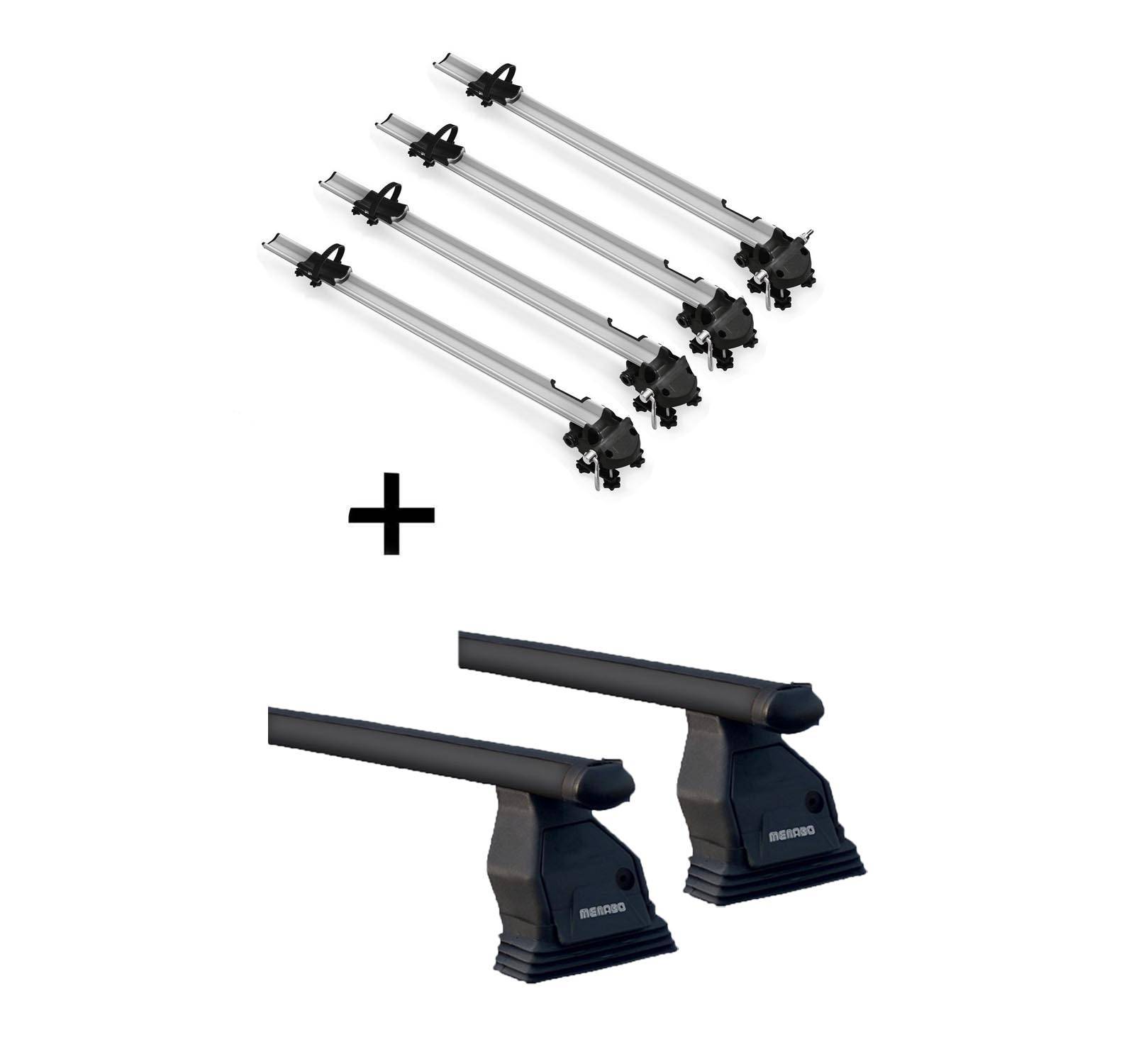 4x Fahrradträger Bike Pro + Dachträger Menabo Tema Stahl kompatibel mit für Opel Zafira 2005-2012