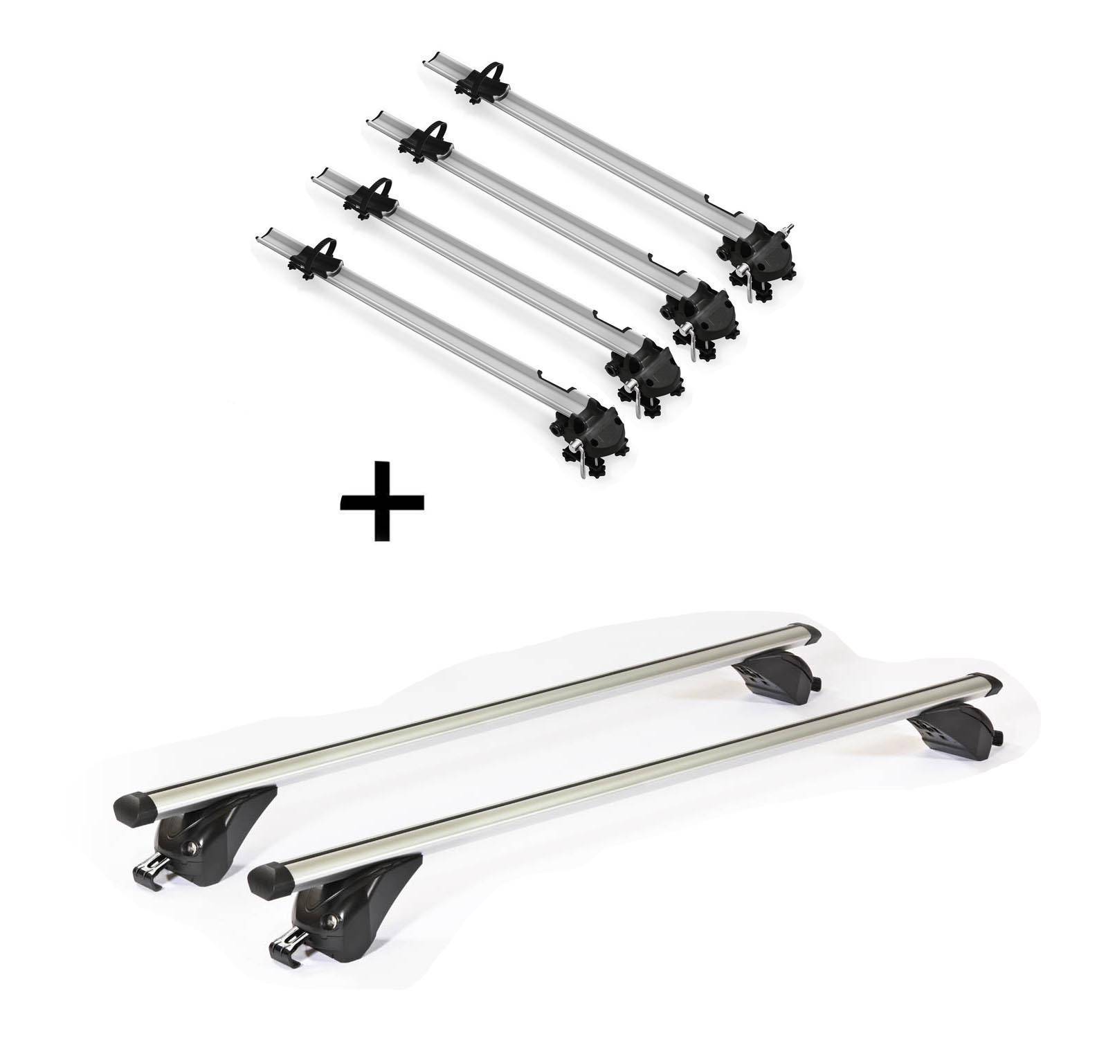 4x Fahrradträger Bike Pro + Dachträger/Relingträger VDP KING1 kompatibel mit für Audi Q3 (8U) (5 Türer) ab 11