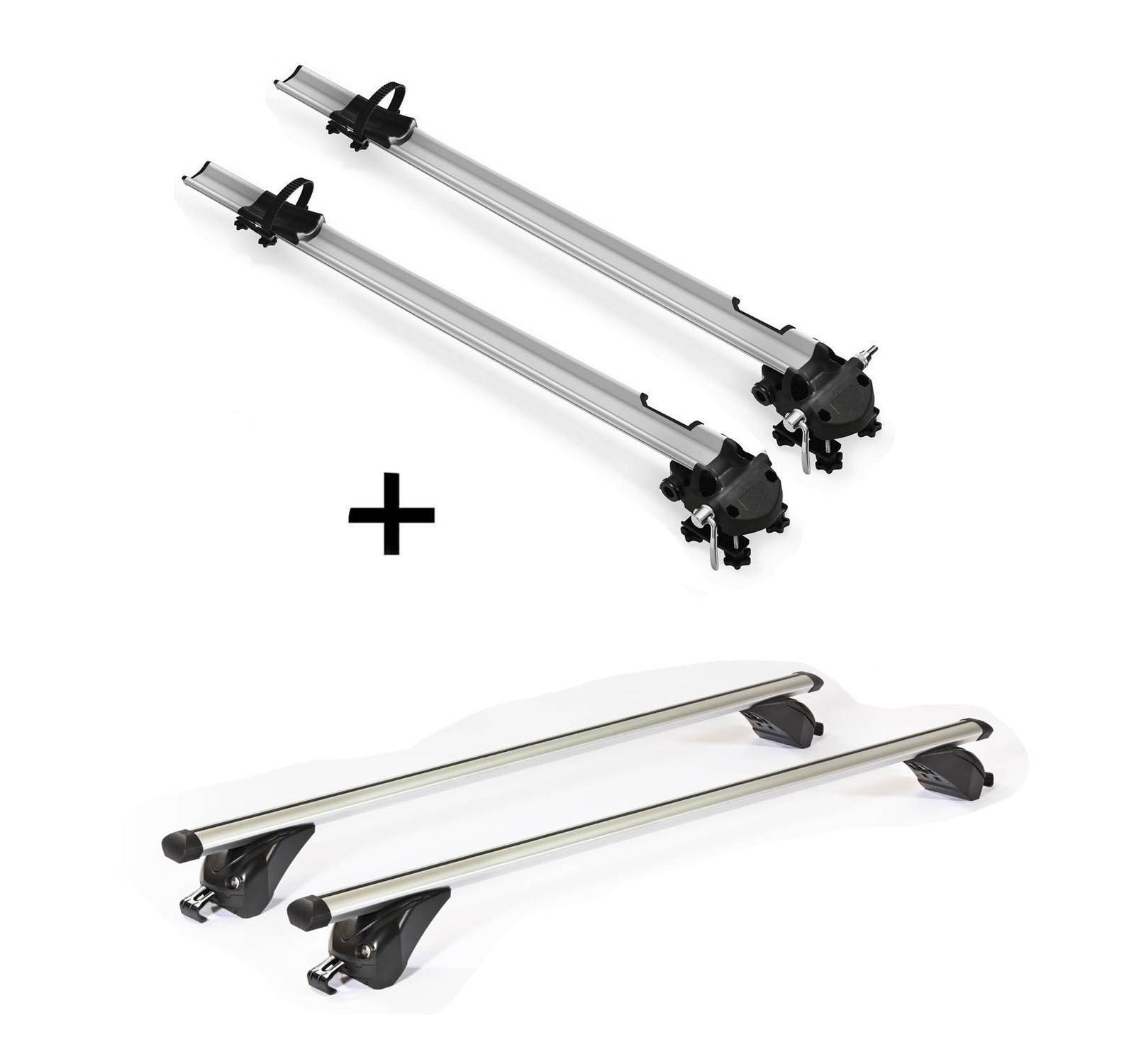 2x Fahrradträger Bike Pro + Dachträger/Relingträger VDP KING1 kompatibel mit für VW Tiguan II (AD1) (5 Türer) ab 16