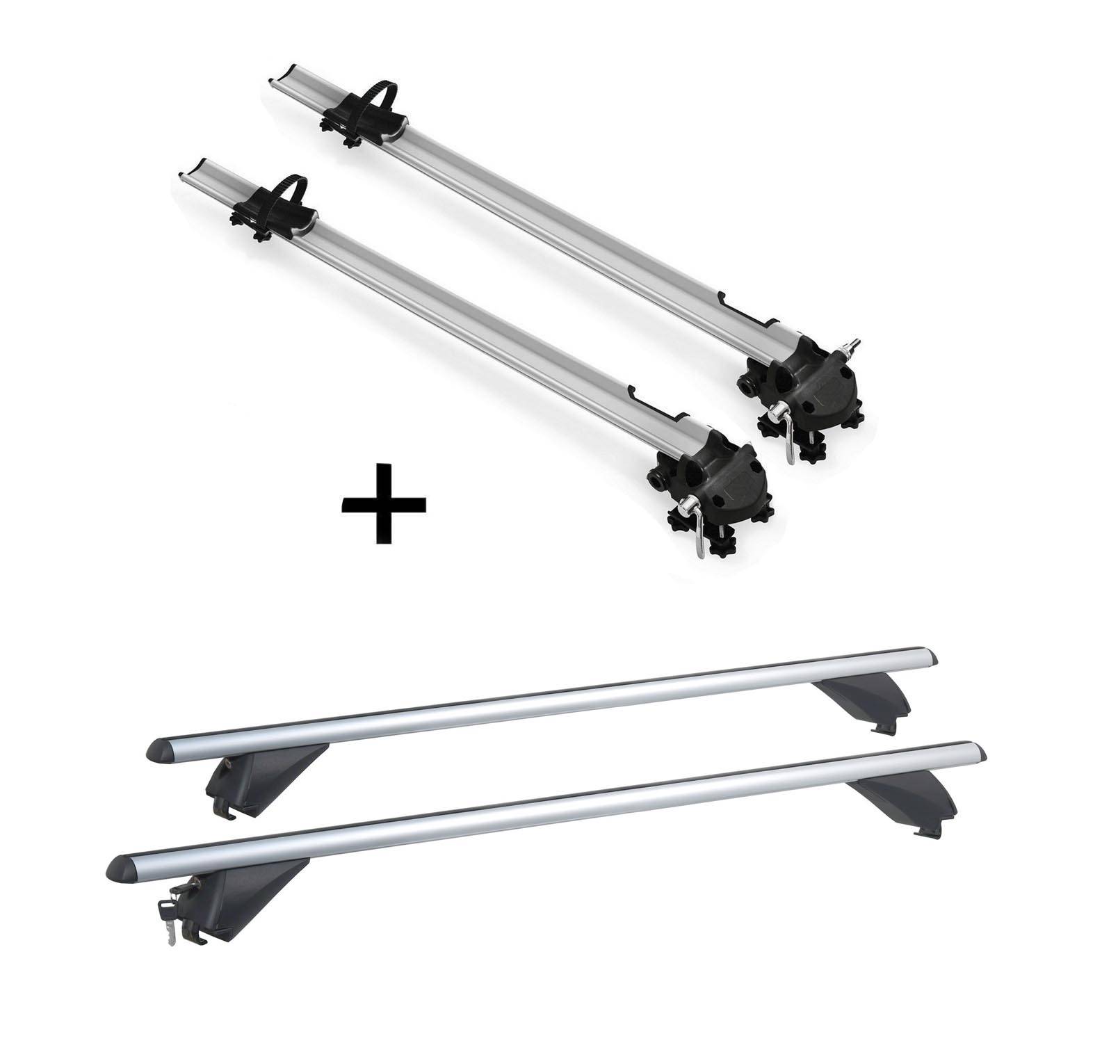 2x Fahrradträger Bike Pro + Alu Dachträger RB003 kompatibel mit für Audi Q7 (4L) (5Türer) 2006-2015