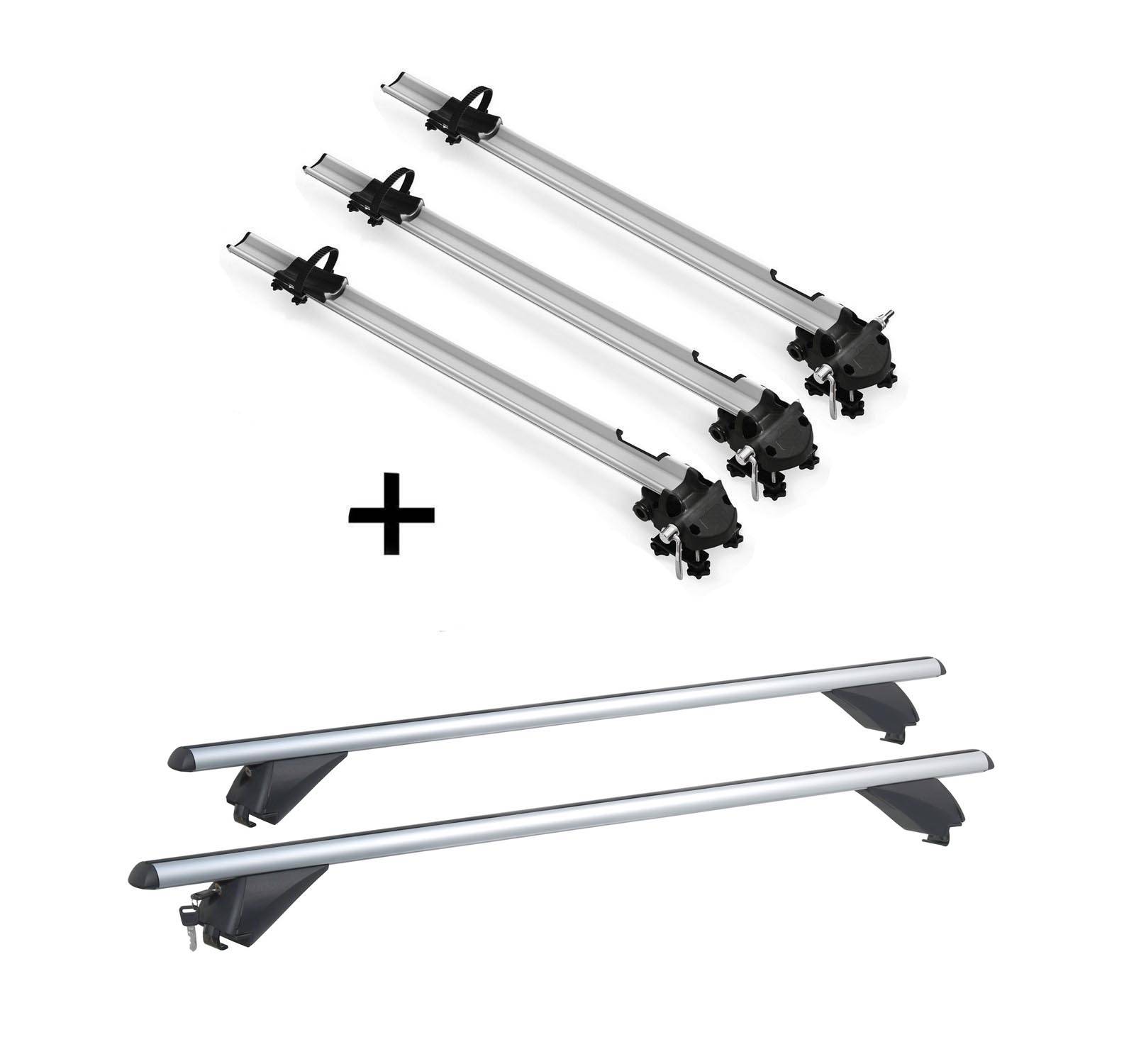 3x Fahrradträger Bike Pro + Alu Dachträger RB003 kompatibel mit für Opel Grandland X (5Türer) ab 2017