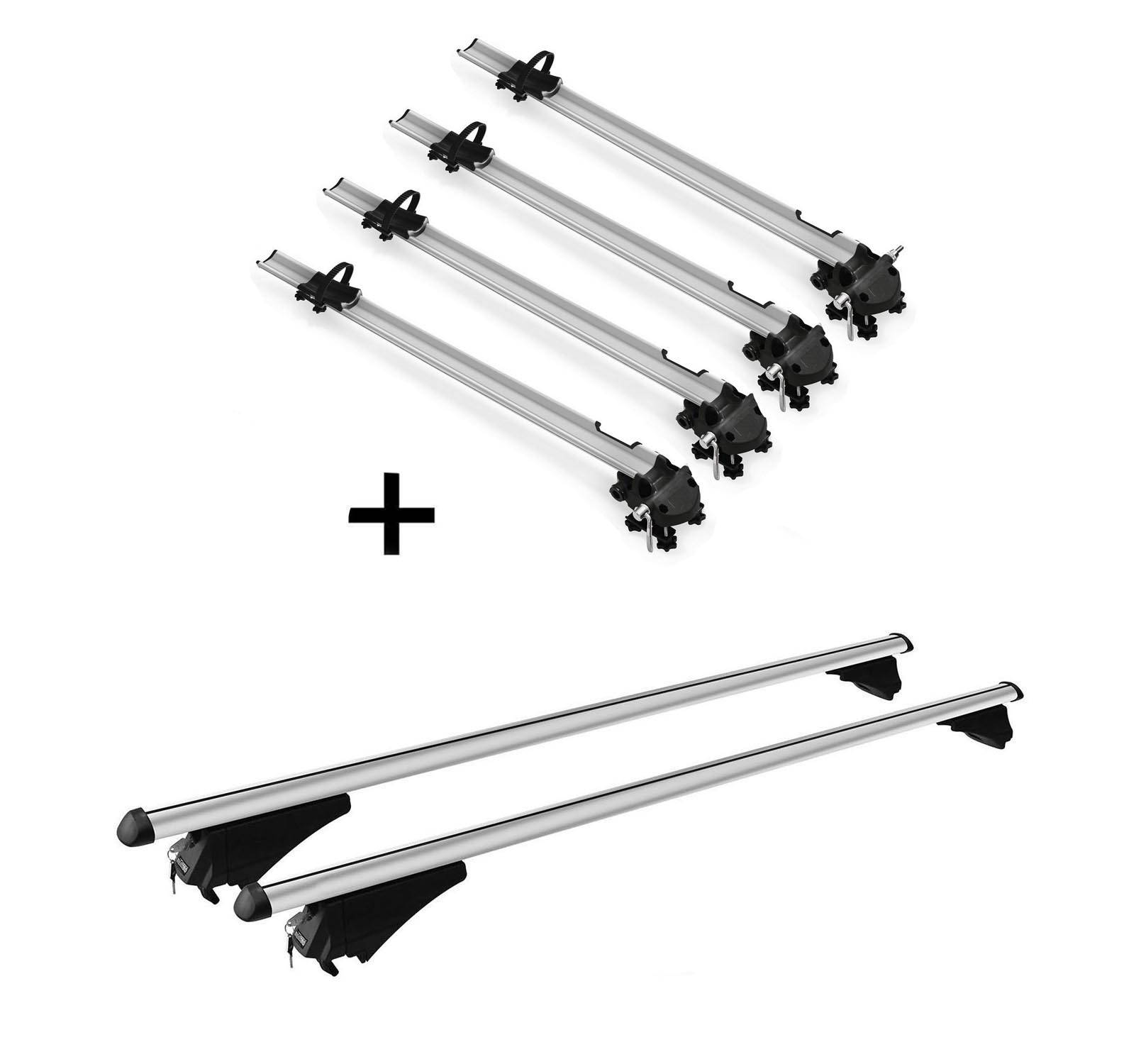 4x Fahrradträger Bike Pro + Alu Dachträger Tiger Relingträger kompatibel mit für Audi Q3 (F3) ab 18