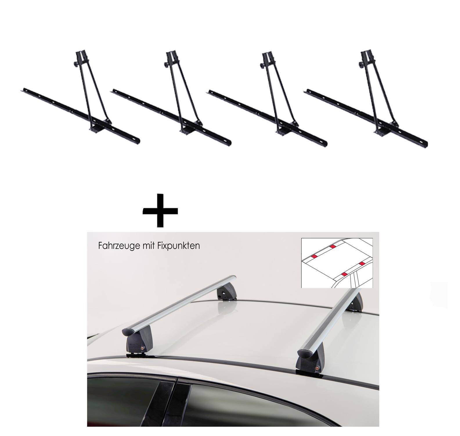 4x Fahrradträger ORION + Dachträger VDP Delta kompatibel mit für Peugeot Partner II 2008-2018