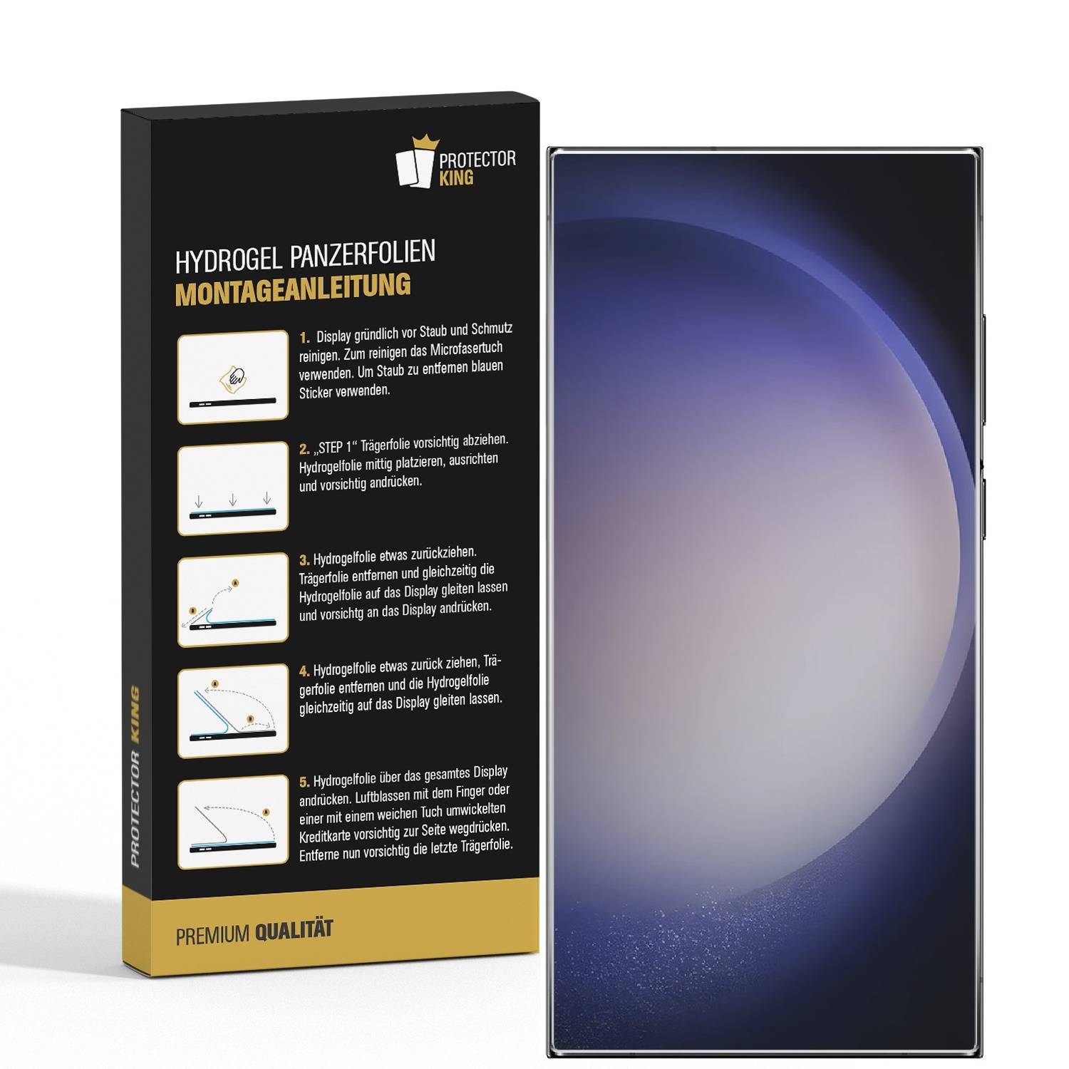 4x Hydrogel-Glass für Samsung Galaxy S24 Ultra Selbstheilend für Micro Kratzer 3D KLAR Panzerfolie Displayschutz Schutzfolie Screen-Protector