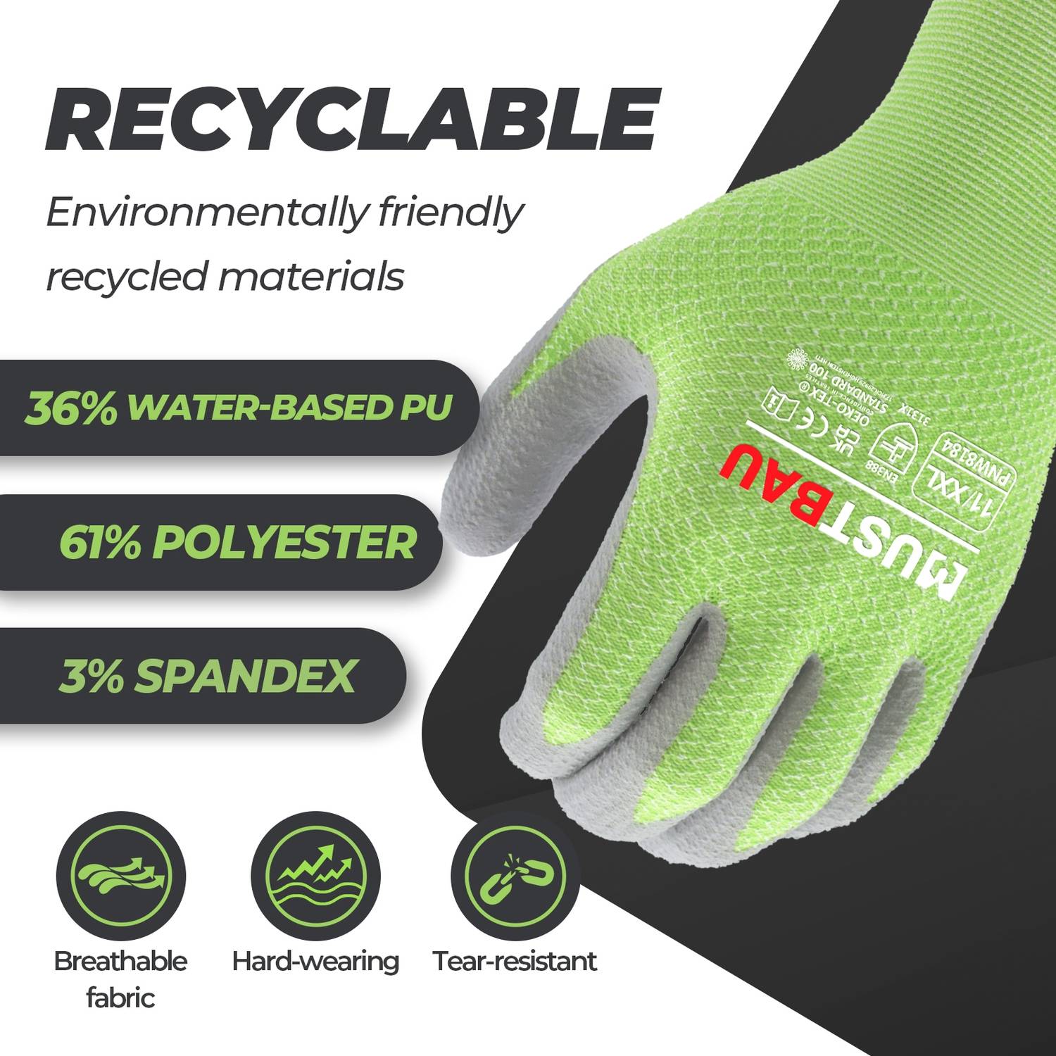 Mustbau Arbeitshandschuhe 12 Pack,Gartenhandschuhe Montagehandschuhe, Wiederverwendbar, Größe:S