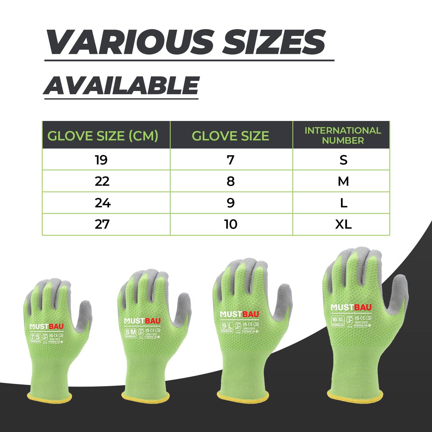 Mustbau Arbeitshandschuhe 6 Pack,Gartenhandschuhe Montagehandschuhe, Wiederverwendbar, Größe:S