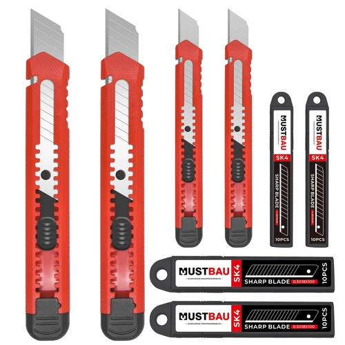Mustbau 4 Stücke Taschenmesser Klappmesser Cuttermesser mit 40 zusätzlichen SK4 Klingen Mustbau 4 Stücke Taschenmesser Klappmesser Cuttermesser mit 40 zusätzlichen SK4 Klingen