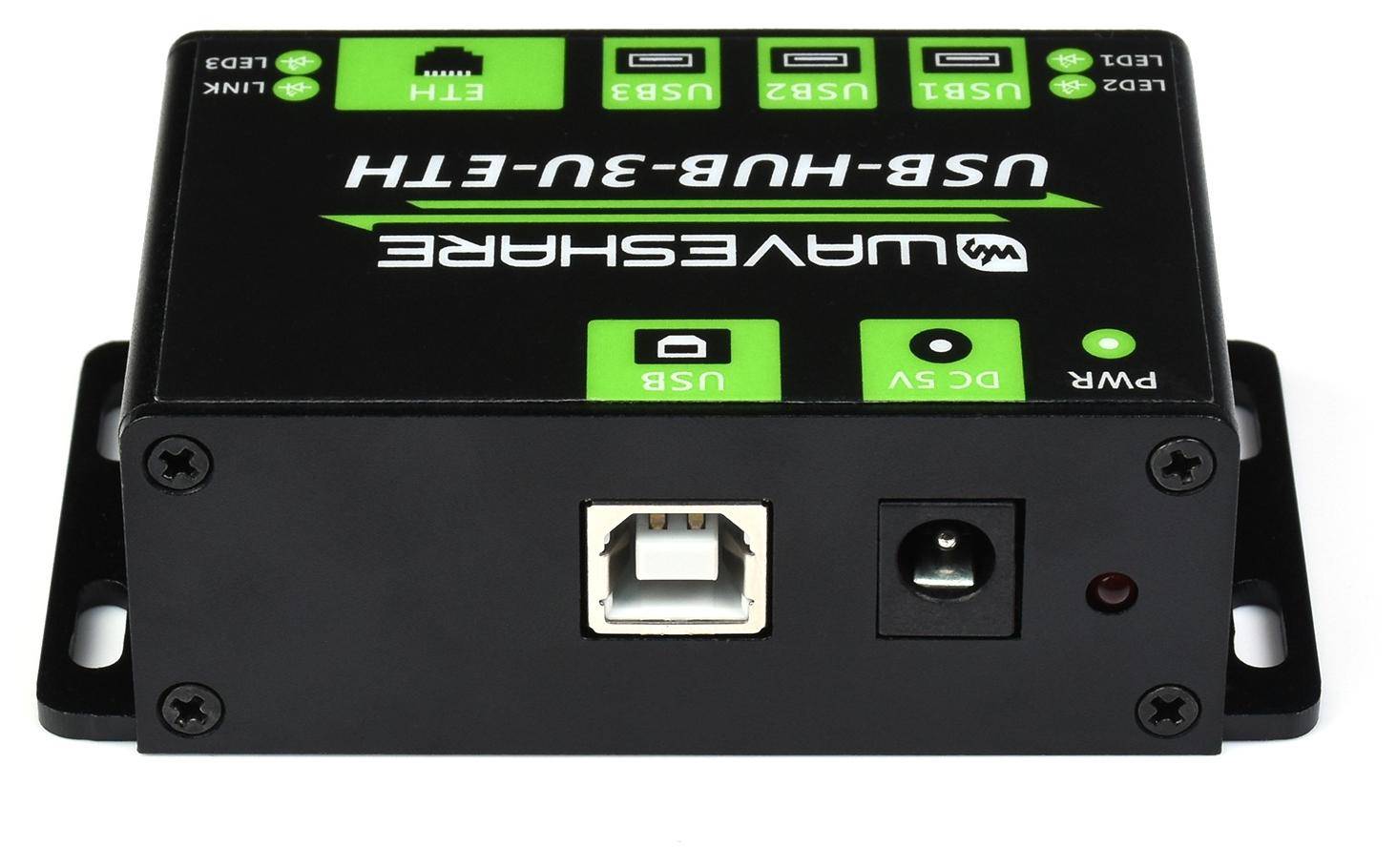 Waveshare Industrieller USB 2.0 Hub: 3x USB Port Erweiterung + RJ45 Ethernet Port, ohne Netzteil