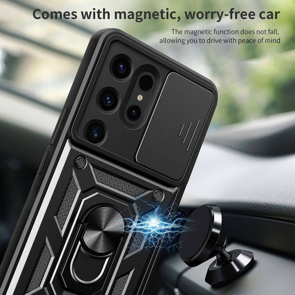 Für Samsung Galaxy S24 Ultra TPU Magnet Ring Kamera Cover Handy Hülle