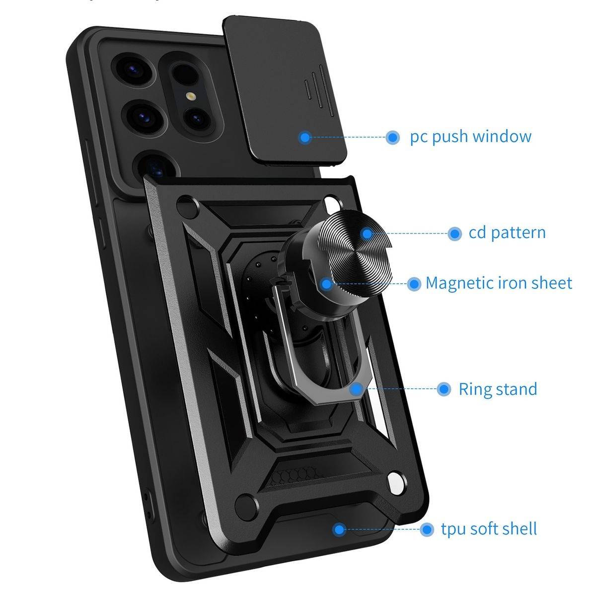 Für Samsung Galaxy S24 Ultra TPU Magnet Ring Kamera Cover Handy Hülle
