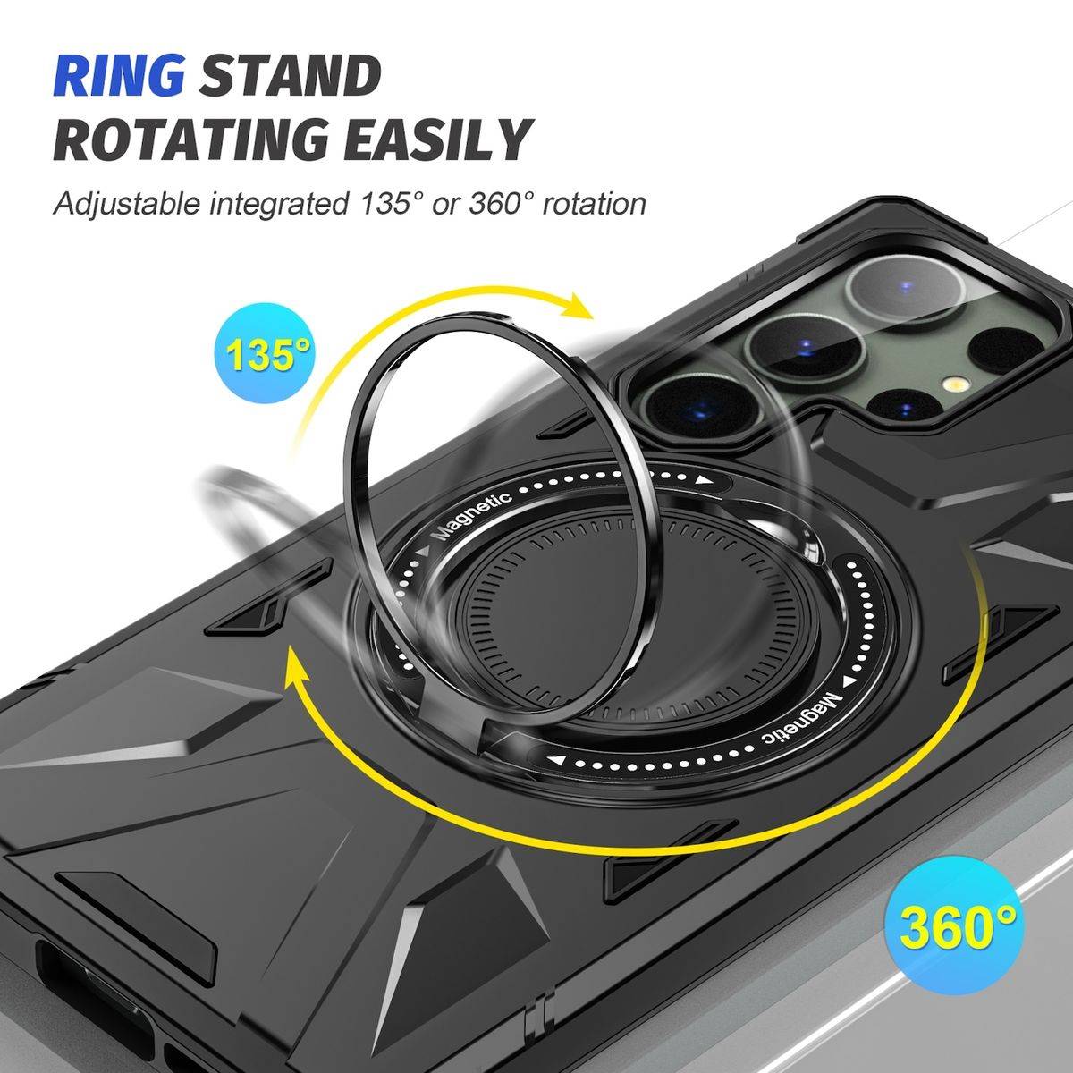 Für Samsung Galaxy S24 Ultra MagSafe Schock Magnet Ring Schutzhülle Schwarz