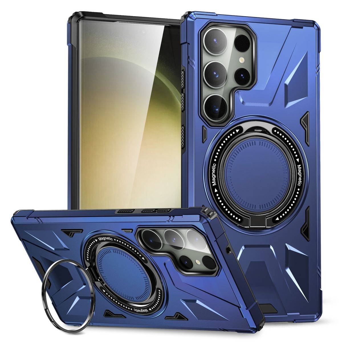Für Samsung Galaxy S24 Ultra MagSafe Schock Magnet Ring Schutzhülle Dunkelblau