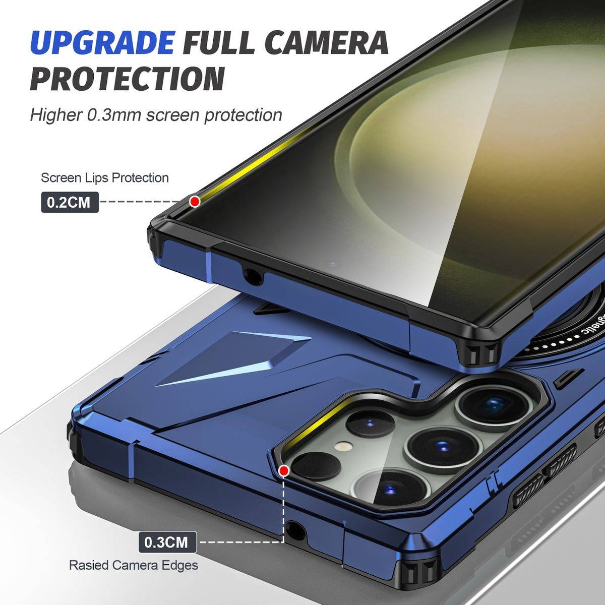 Für Samsung Galaxy S24 Ultra MagSafe Schock Magnet Ring Schutzhülle Dunkelblau