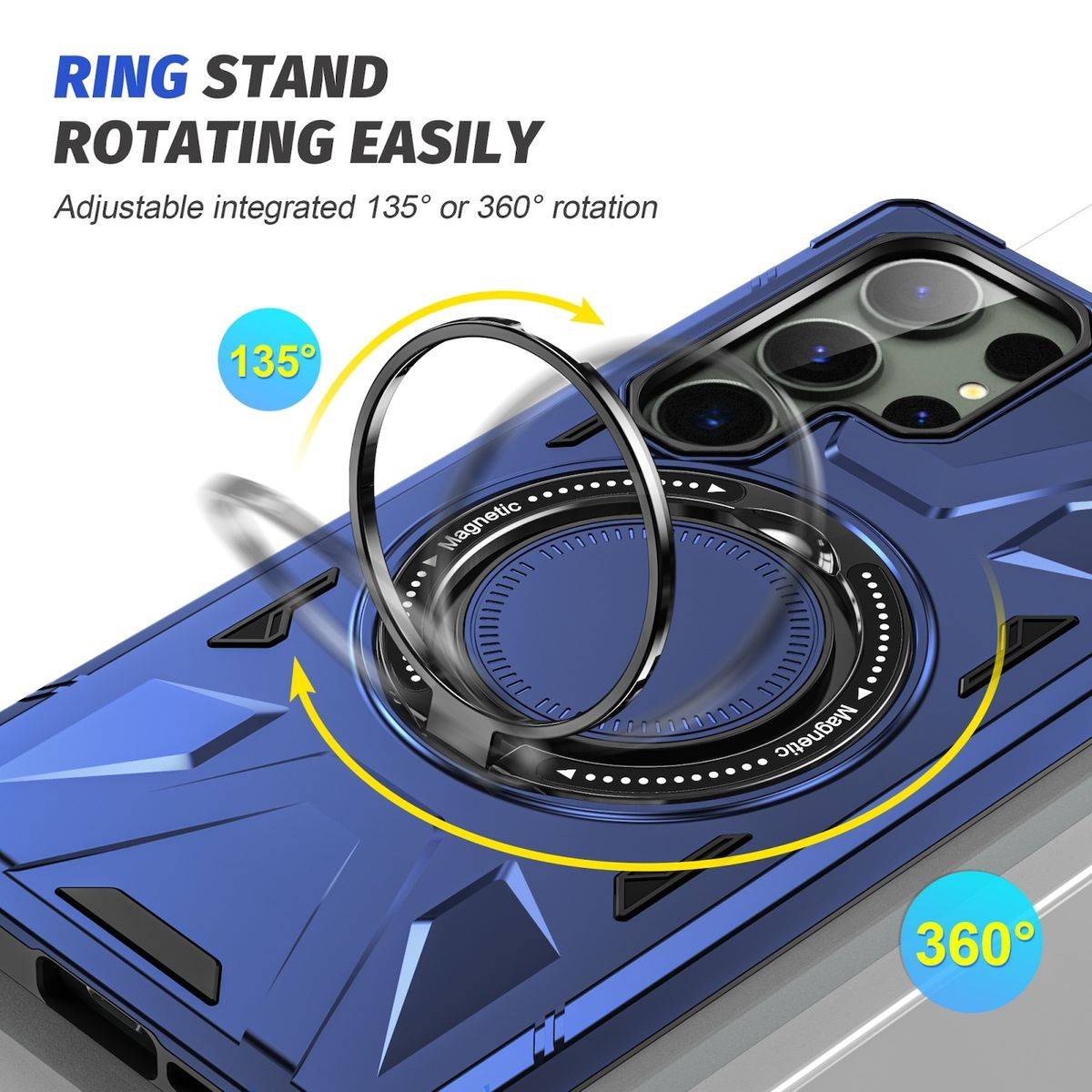 Für Samsung Galaxy S24 Ultra MagSafe Schock Magnet Ring Schutzhülle Dunkelblau