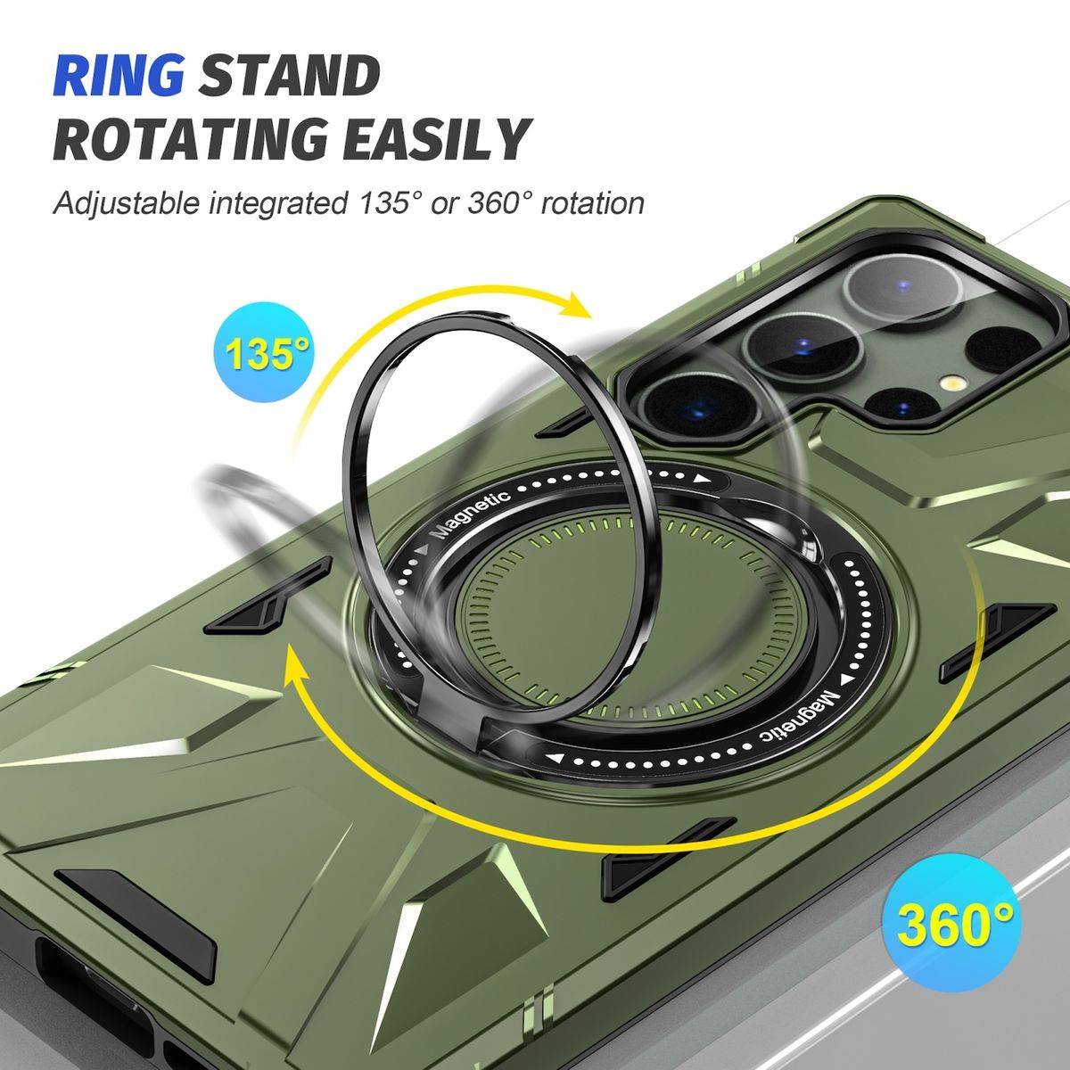 Für Samsung Galaxy S24 Ultra MagSafe Schock Magnet Ring Schutzhülle Dunkelgrün