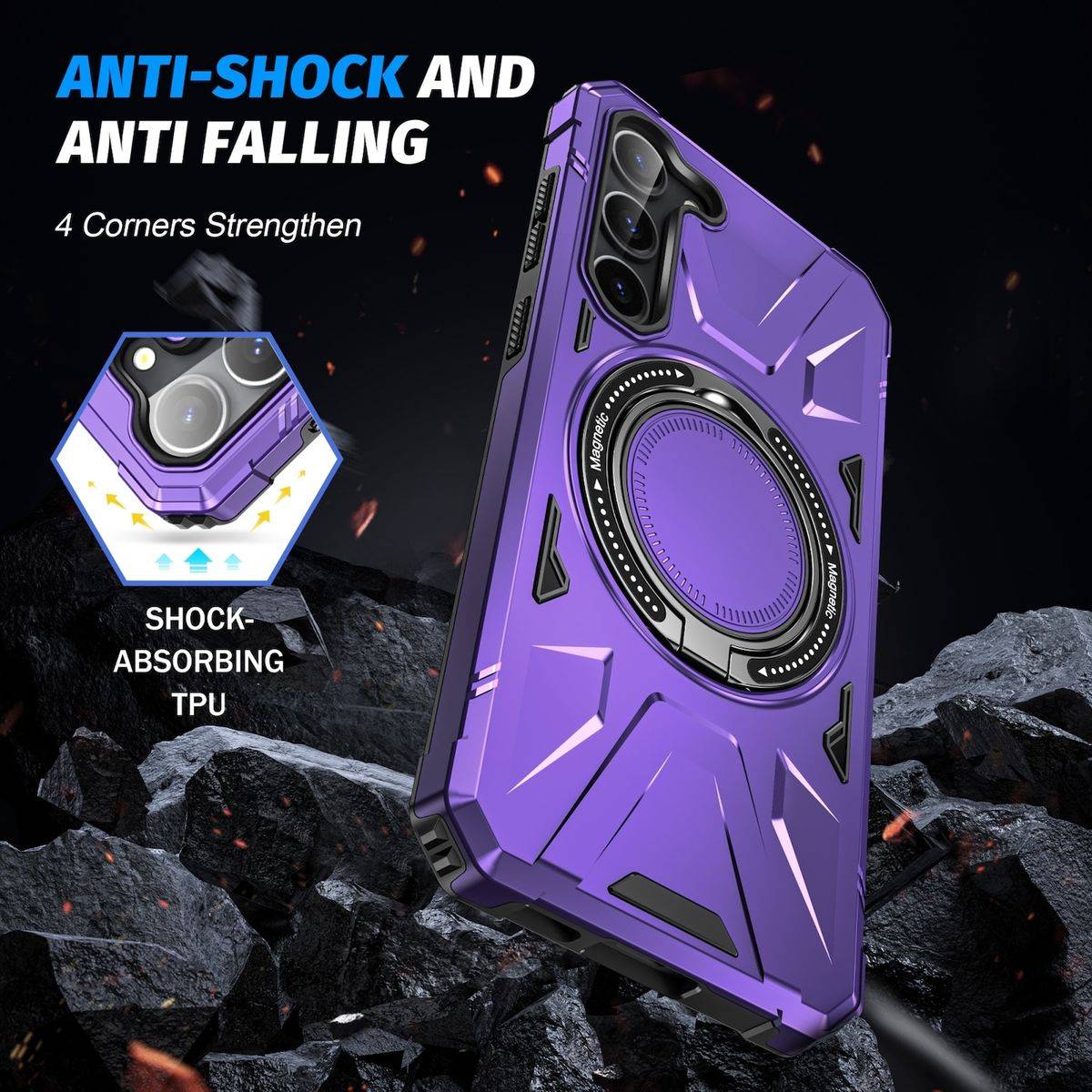 Für Samsung Galaxy S24 Plus MagSafe Schock Magnet Ring Schutzhülle Lila