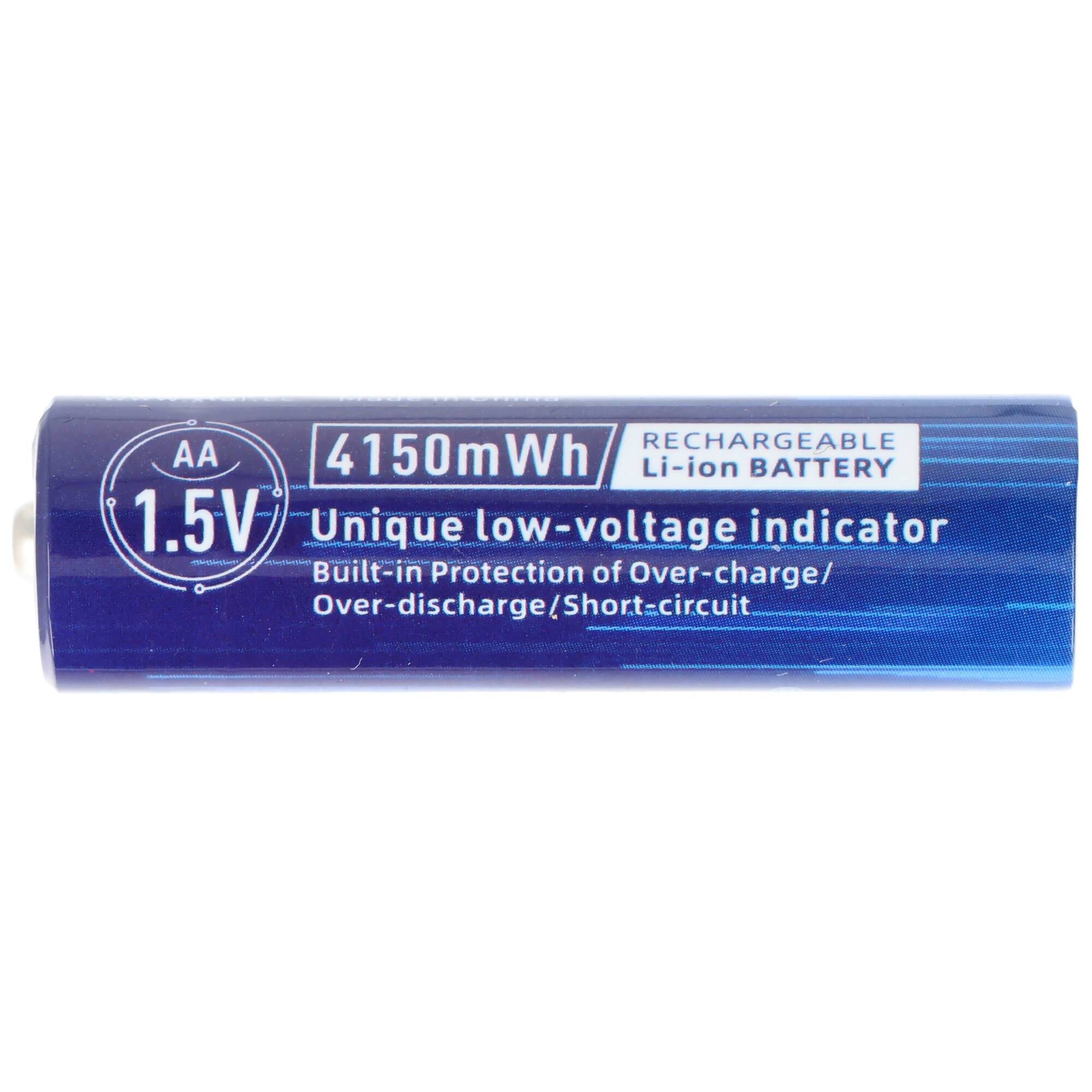 XTAR AA 1,5V 4150mWh 2500mAh Lithium Ionen Akku 50,3x14,3mm, konstant hohe Spannung, besonders geeignet für Wildkameras,