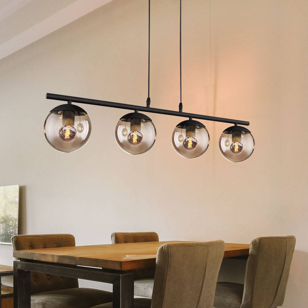 Kugel Design Decken Pendel Leuchte rauch Wohn Zimmer Beleuchtung Glas Lampe schwarz matt