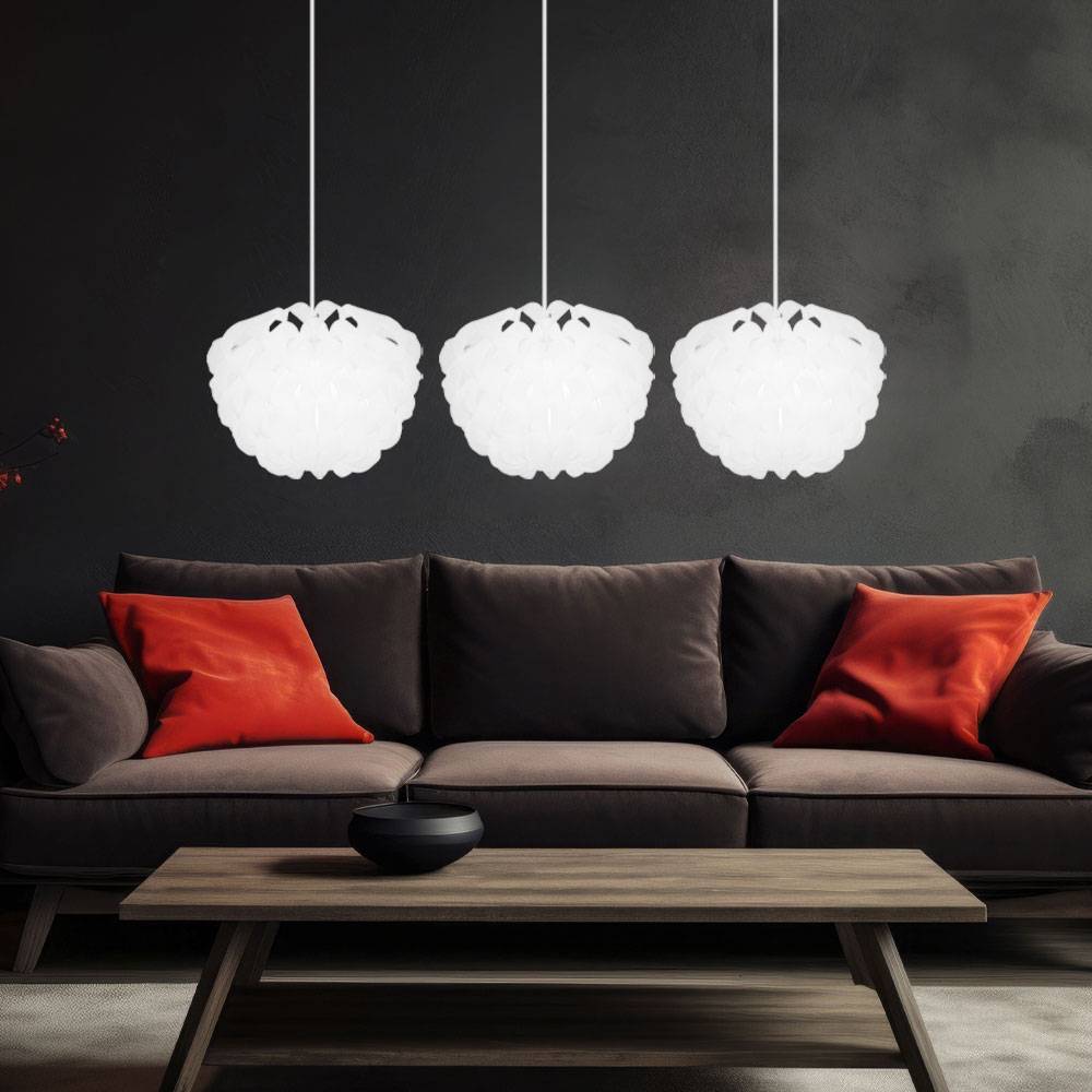 Hängeleuchte weiß Küchenlampe hängend Hängelampe Schlafzimmer, 3 flammig, Dekorbögen, modern, Metall, 3x E14 Fassungen, HxLxB 120x101x26 cm