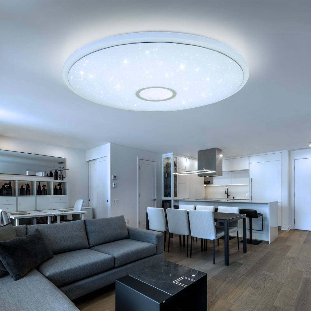 Deckenlampe Deckenleuchte Wohnzimmerleuchte, App und Sprachsteuerung CCT Timer RGB Farbwechsler, LED 30W 2400Lm warmweiß-kaltweiß, DxH 50x6,5cm