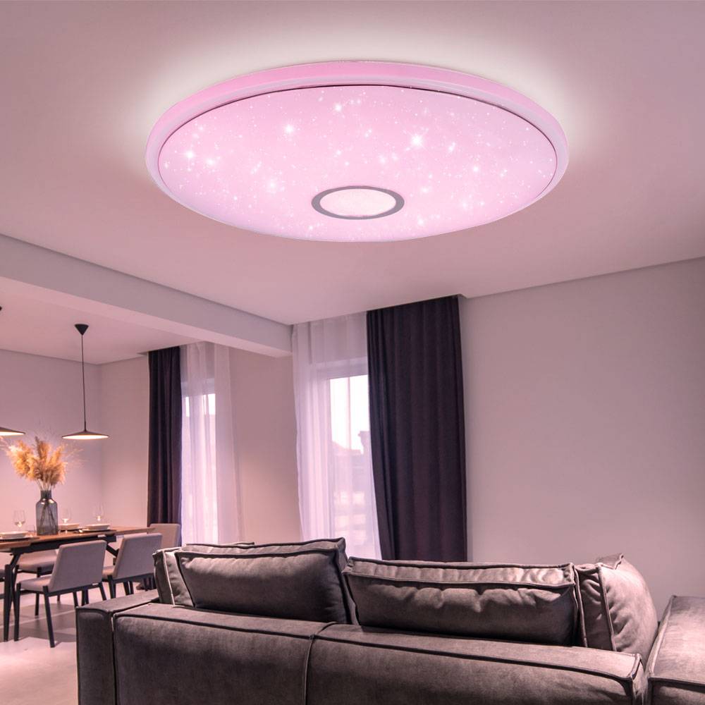 Deckenlampe Deckenleuchte Wohnzimmerleuchte, App und Sprachsteuerung CCT Timer RGB Farbwechsler, LED 30W 2400Lm warmweiß-kaltweiß, DxH 50x6,5cm