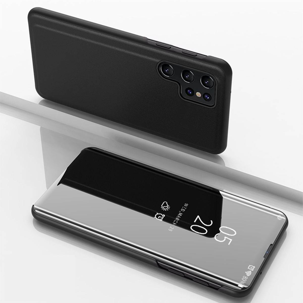 Für Samsung Galaxy S24 Ultra View Spiegel Handy Smart Cover Wake UP Schwarz
