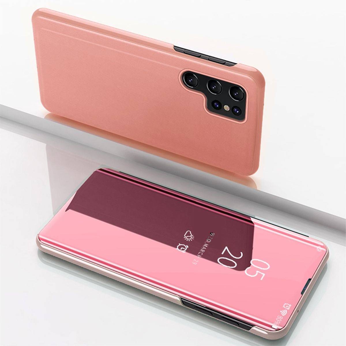 Für Samsung Galaxy S24 Ultra View Spiegel Handy Smart Cover Wake UP Pink