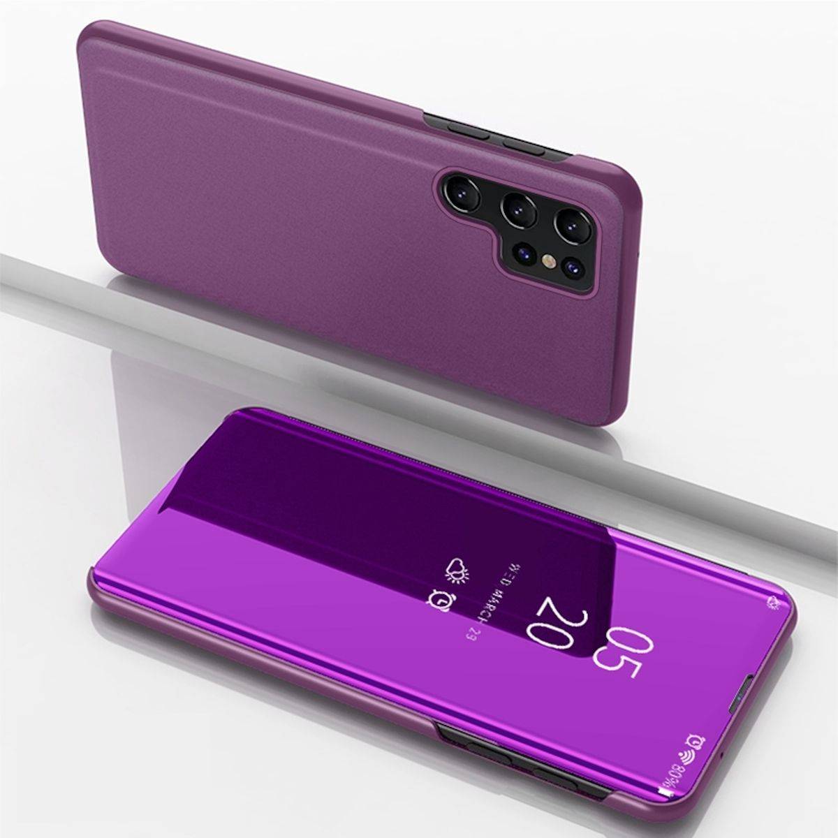 Für Samsung Galaxy S24 Ultra View Spiegel Handy Smart Cover Wake UP Magenta
