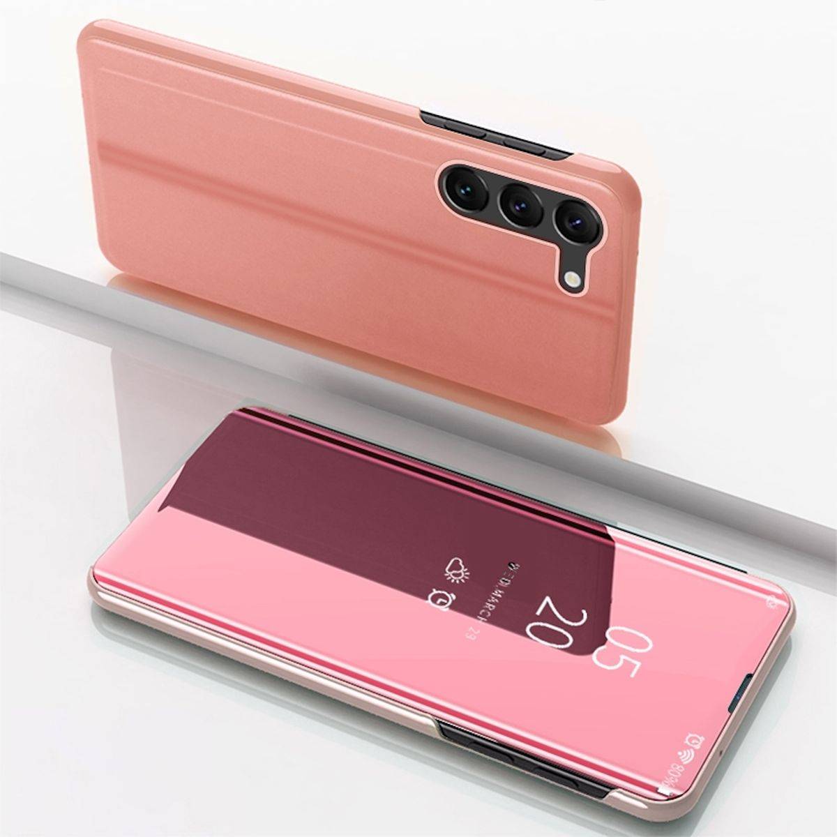 Für Samsung Galaxy S24 Plus View Spiegel Handy Smart Cover Wake UP Pink