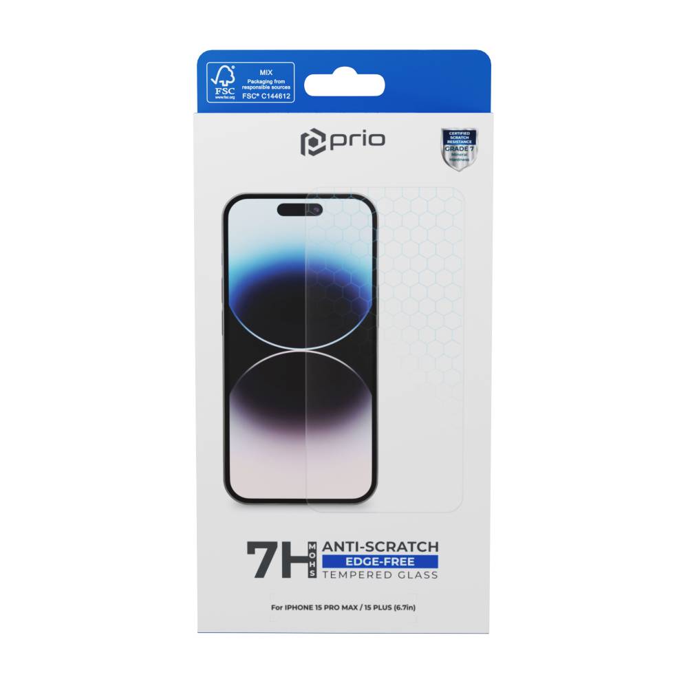 prio Anti-Scratch Displayschutzglas für iPhone 15 Pro Max / 15 Plus (6.7in) transparent