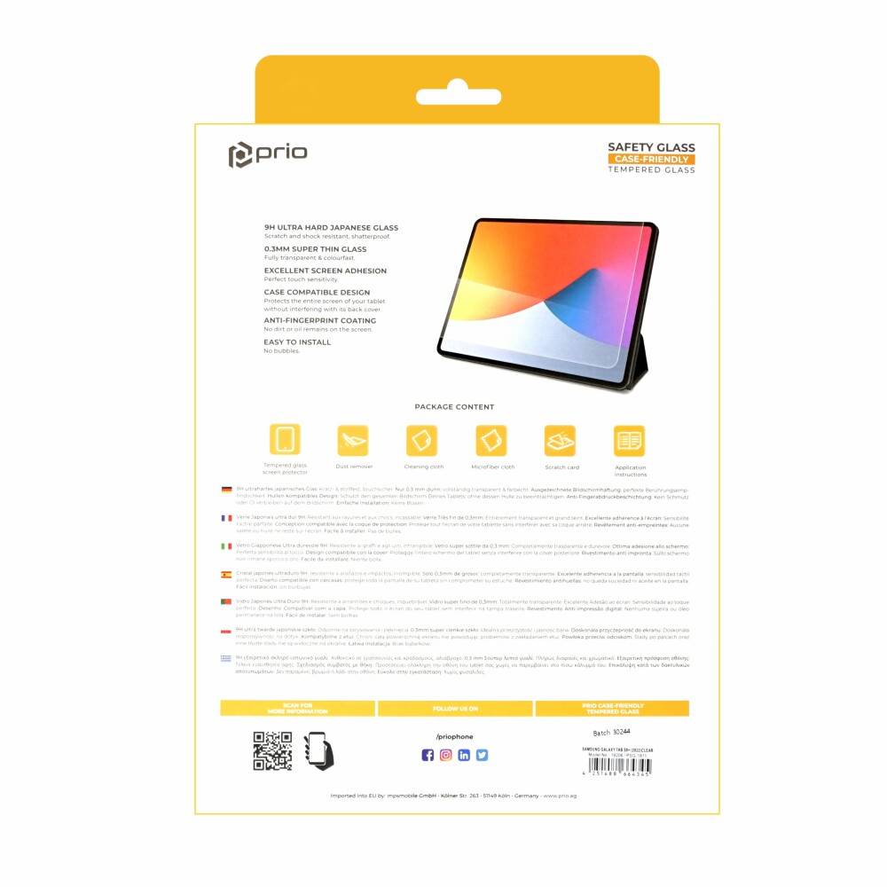 prio Displayschutzglas für Samsung Tab S8+ (2022) transparent