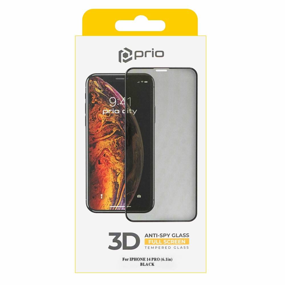prio 3D Anti-Spy Displayschutzglas für iPhone 14 Pro schwarz