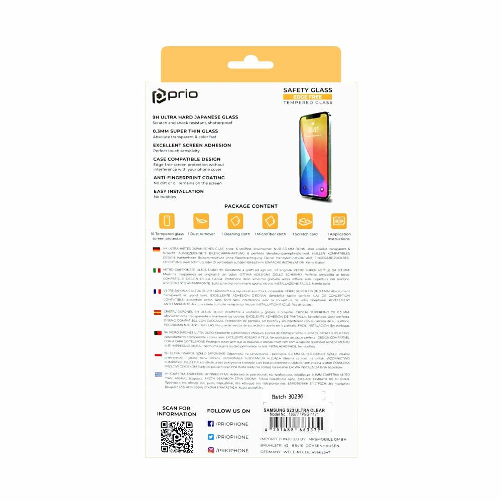 prio Displayschutzglas für Samsung S23 Ultra transparent