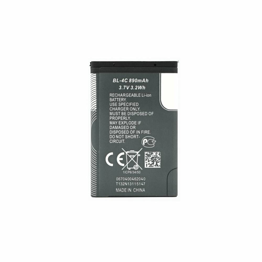 Eine graue Lithium-Ionen-Batterie mit der Bezeichnung „BL-4C 890mAh 3.7V 3.2Wh