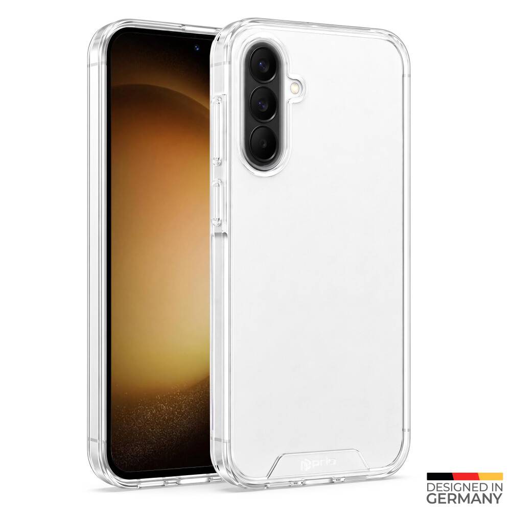Transparente Schutzhülle für Telefon auf einem Smartphone gezeigt, mit erhobener Kameraaussparung und 