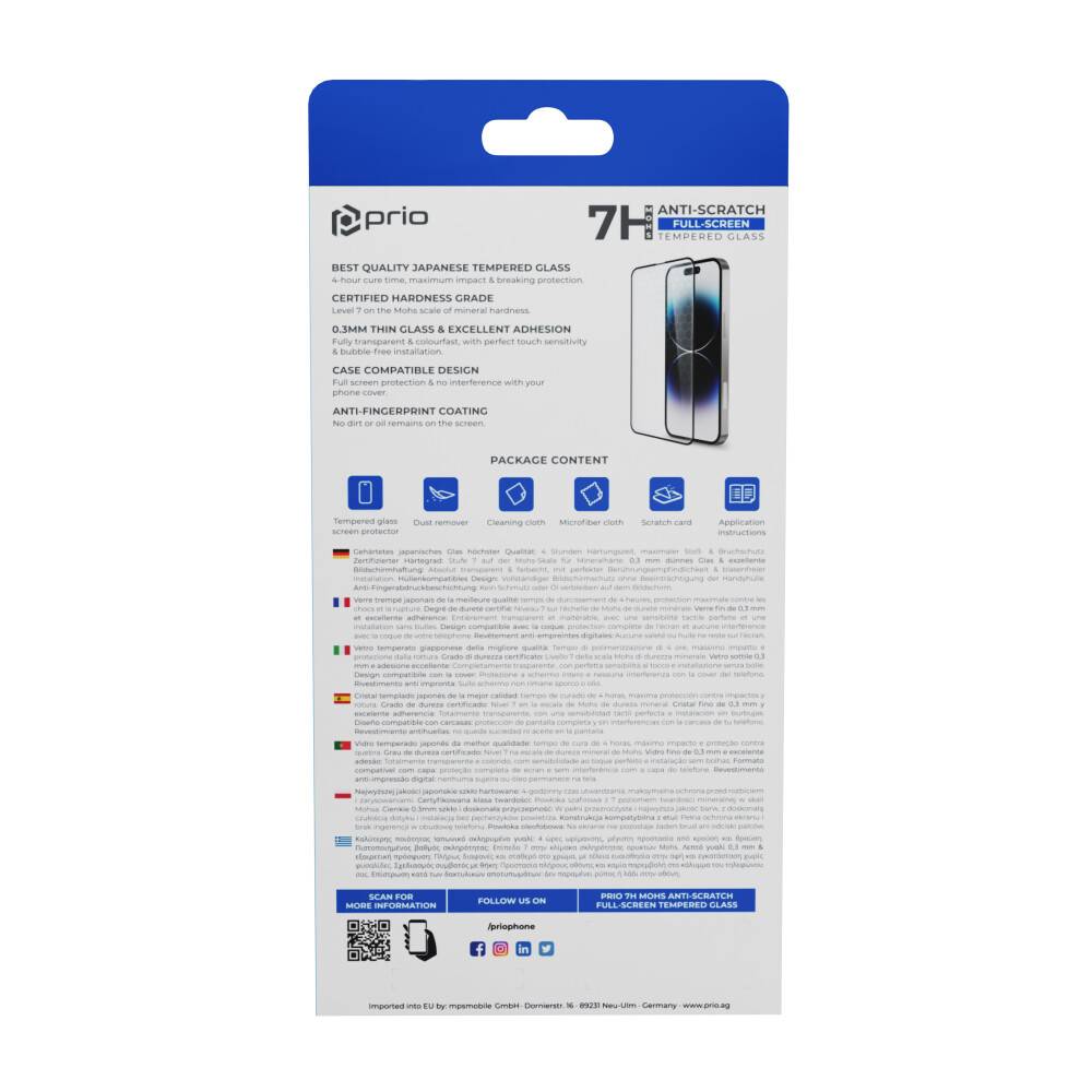 prio 3D Anti-Scratch Displayschutzglas für iPhone 15 Plus (6,7 Zoll) schwarz