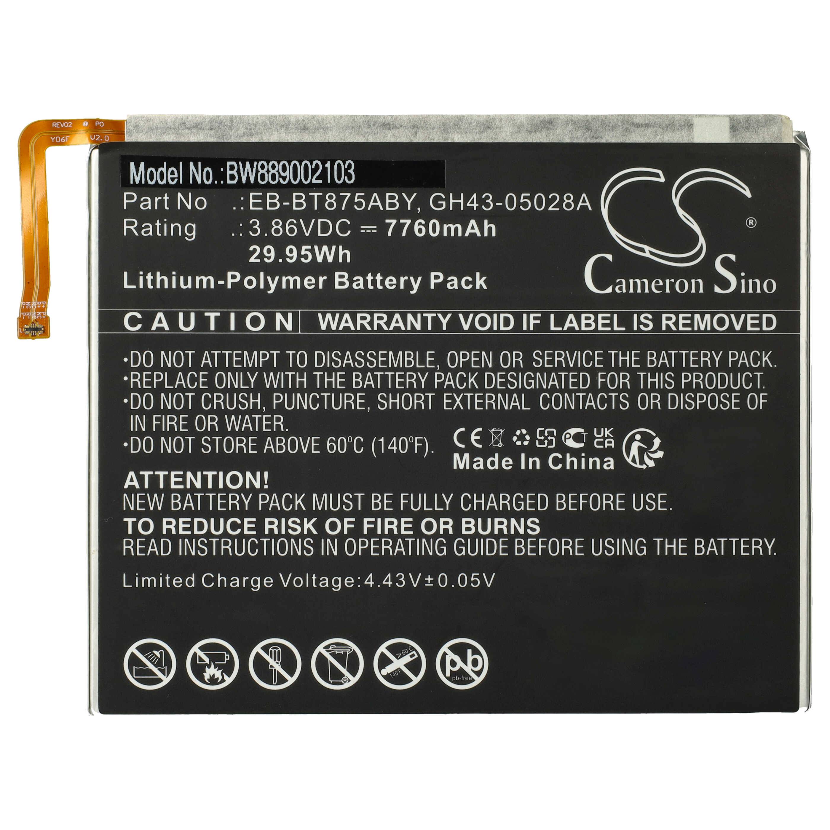 vhbw Akku kompatibel mit Samsung Galaxy TAB S7 5G UW 11.0, TAB S7 11.0 Tablet Pad (7760 mAh, 3,86 V, Li-Polymer)
