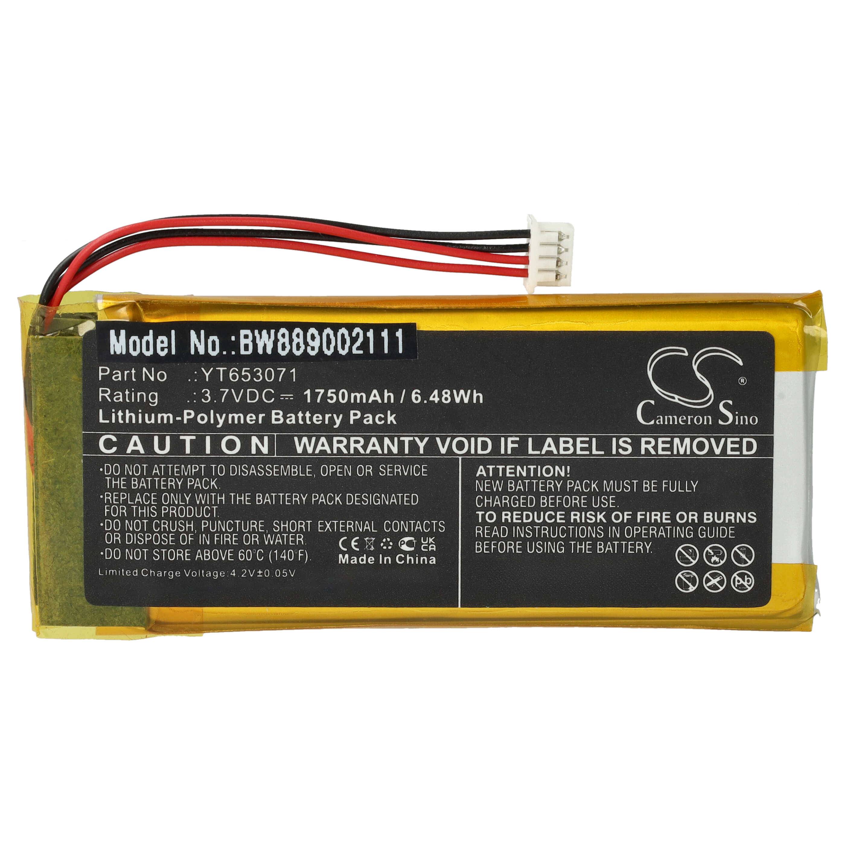 vhbw Akku kompatibel mit xDuoo X3 MARK II MP3-Player Musik Player (1750 mAh, 3,7 V, Li-Polymer)