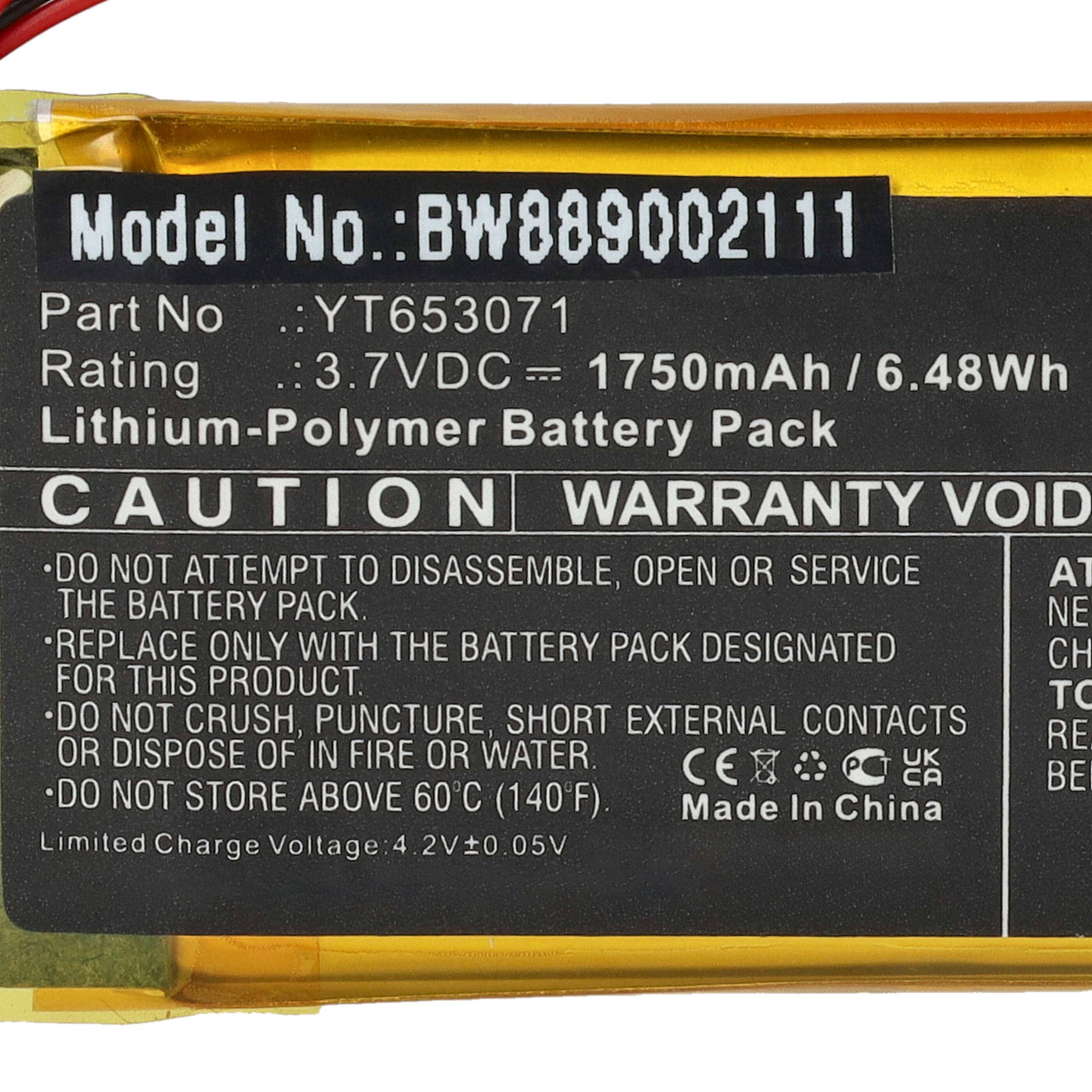 vhbw Akku kompatibel mit xDuoo X3 MARK II MP3-Player Musik Player (1750 mAh, 3,7 V, Li-Polymer)