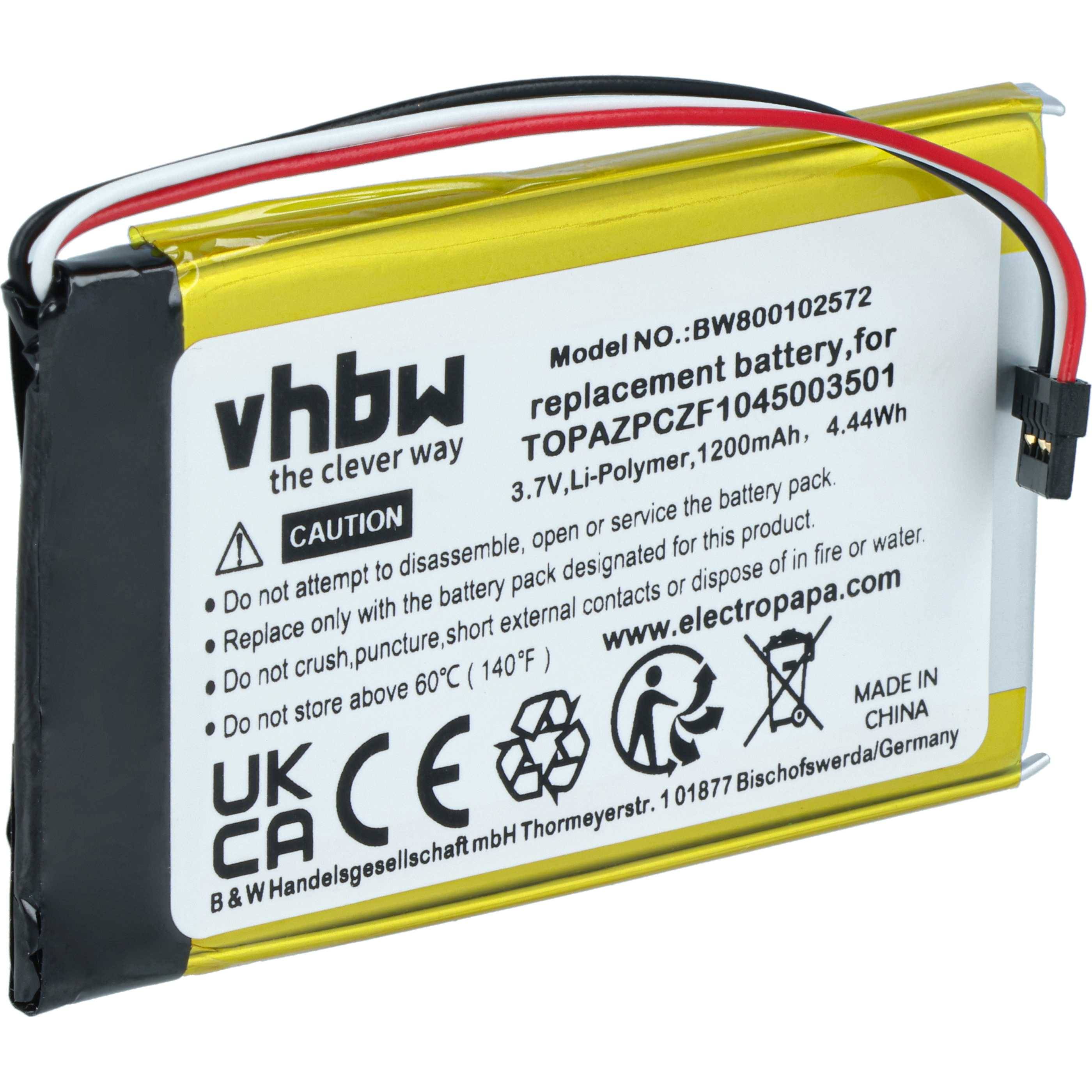 vhbw Akku kompatibel mit Navigon 70 Premium, 70 Plus Live, 70 Premium Live GPS Navigation Navi (1200 mAh, 3,7 V, Li-Polymer)