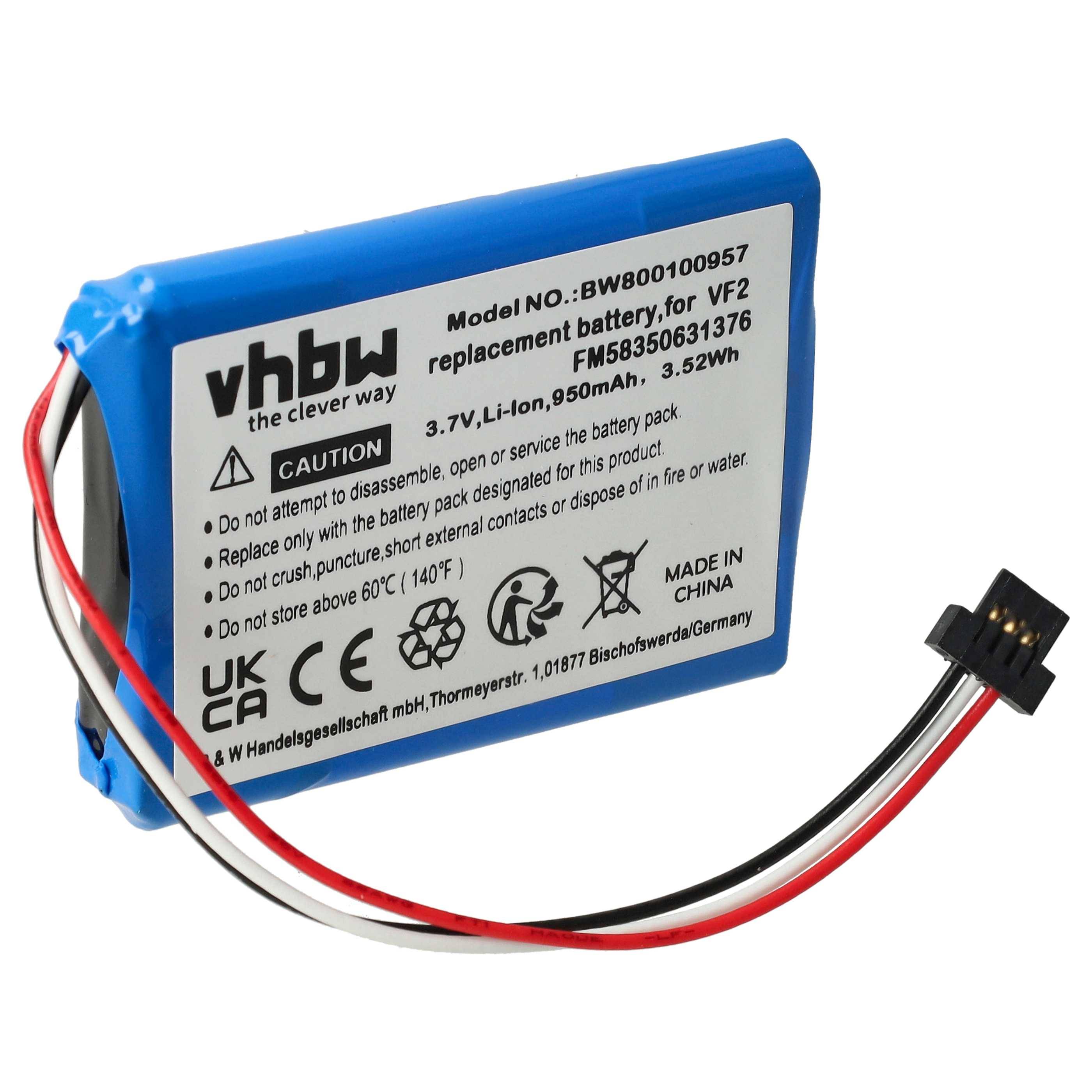 vhbw Akku kompatibel mit TomTom Start 50, Go Live 825 Europe GPS Navigation Navi (950 mAh, 3,7 V, Li-Ion)