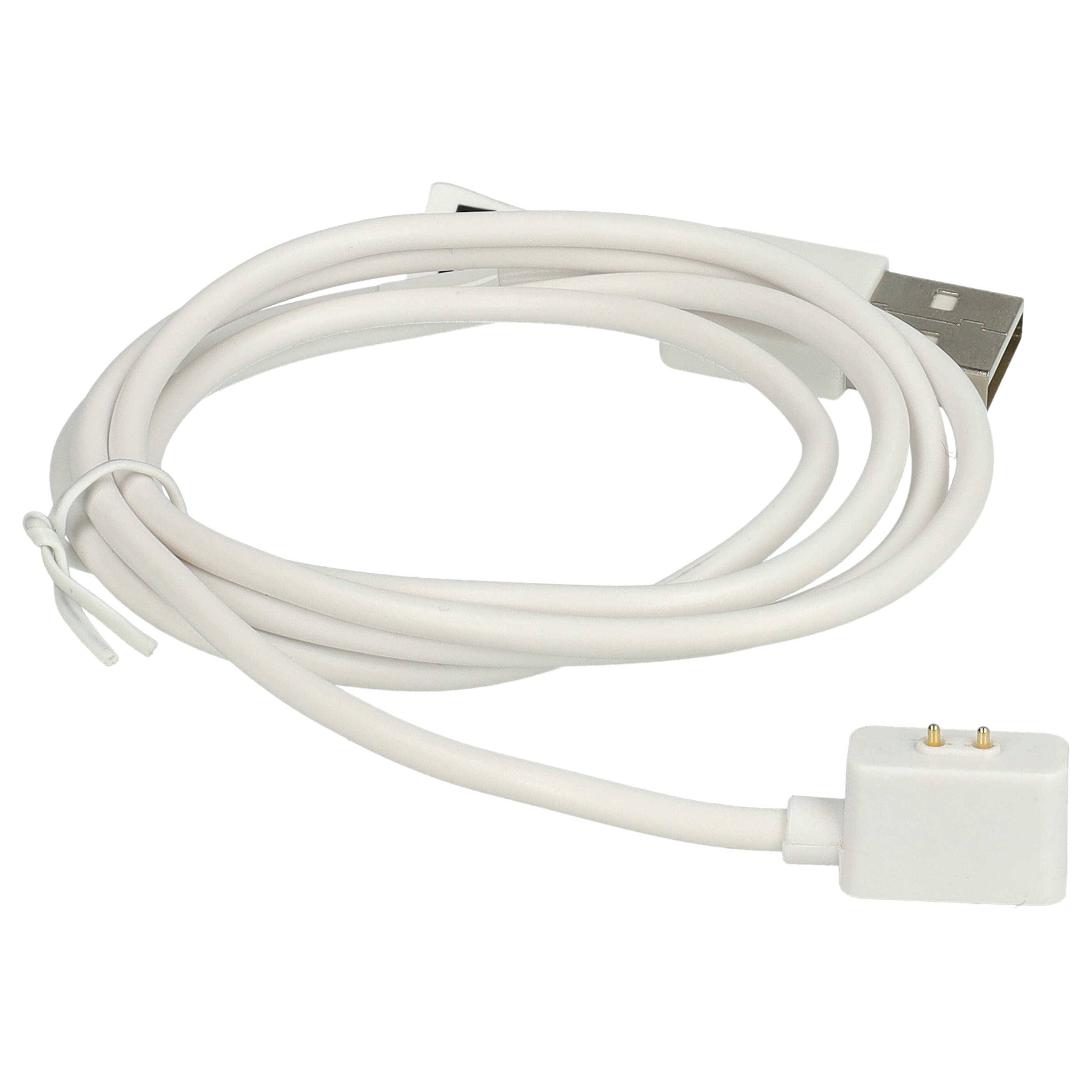 vhbw USB Ladekabel kompatibel mit Xiaomi Mi Band 8, Redmi Band 2 Smartwatch Fitnesstracker - Ladestation Weiß, magnetisch, 100 cm