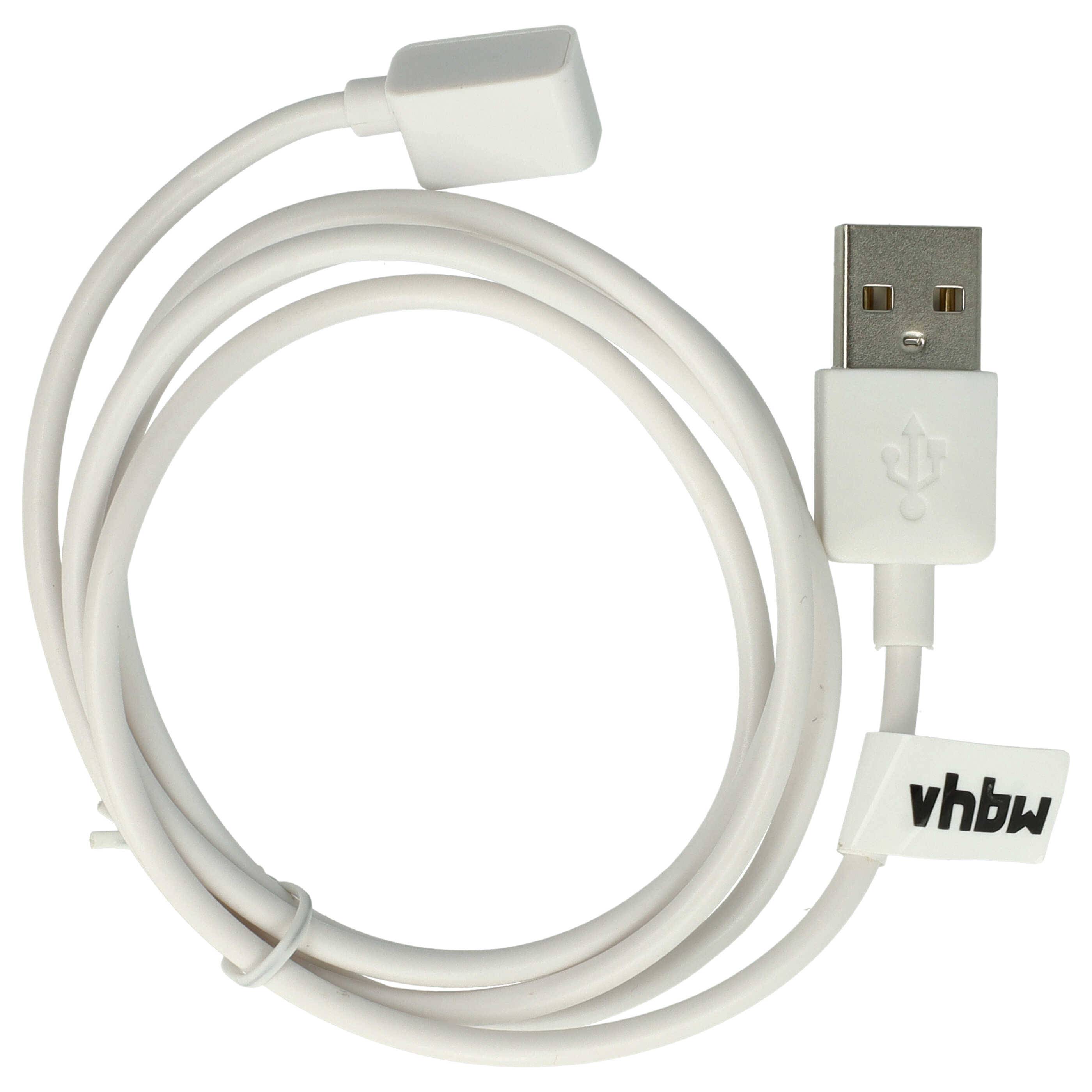 vhbw USB Ladekabel kompatibel mit Xiaomi Mi Band 8, Redmi Band 2 Smartwatch Fitnesstracker - Ladestation Weiß, magnetisch, 100 cm