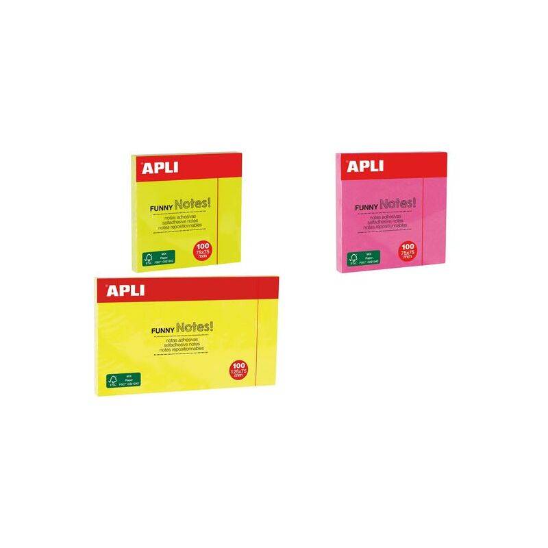 APLI Haftnotizen "FUNNY Notes!", 75 x 75 mm, neongelb